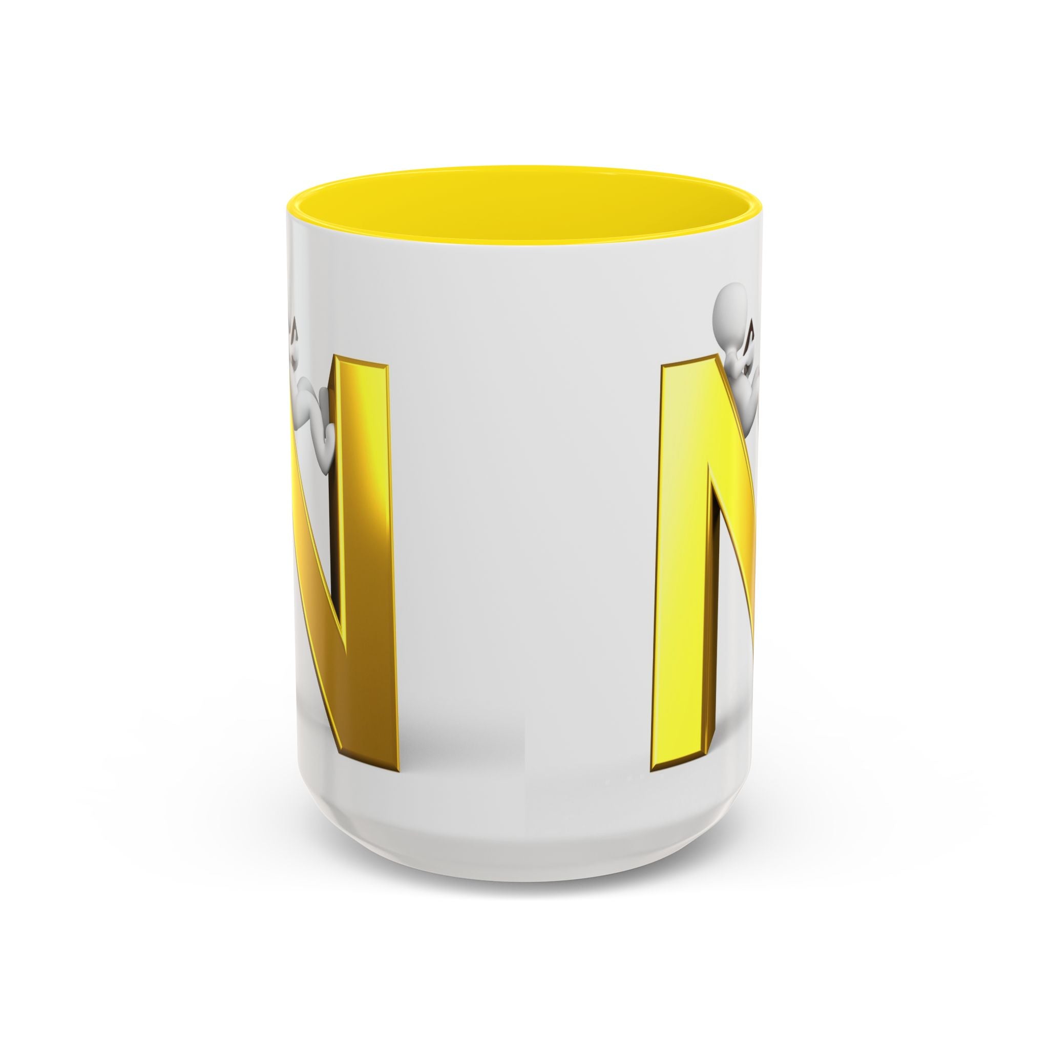 Mug monogramme lettre N dorée | Mug à anse colorée