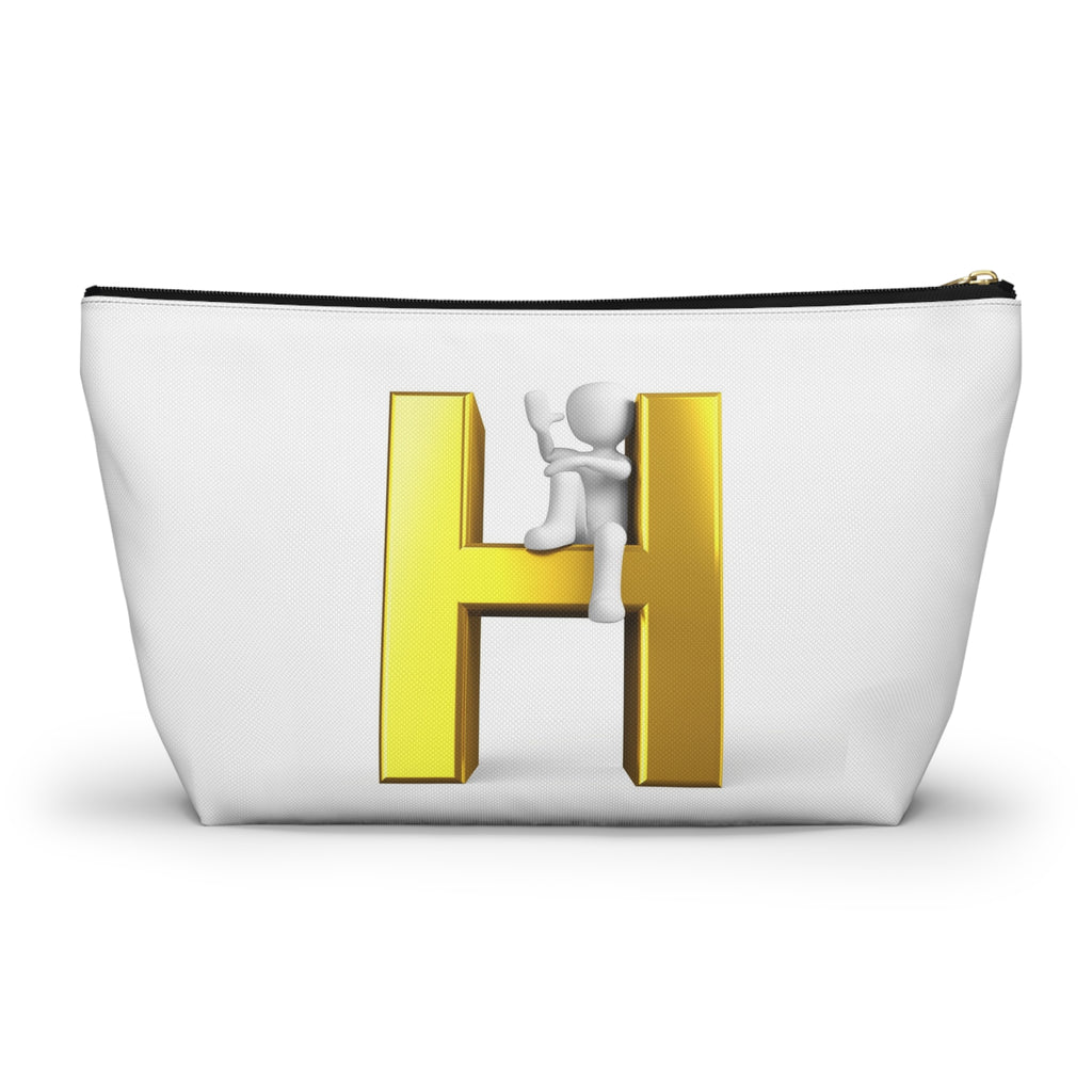 Gold 3D Letter H with Climbing Figure Accessory Pouch