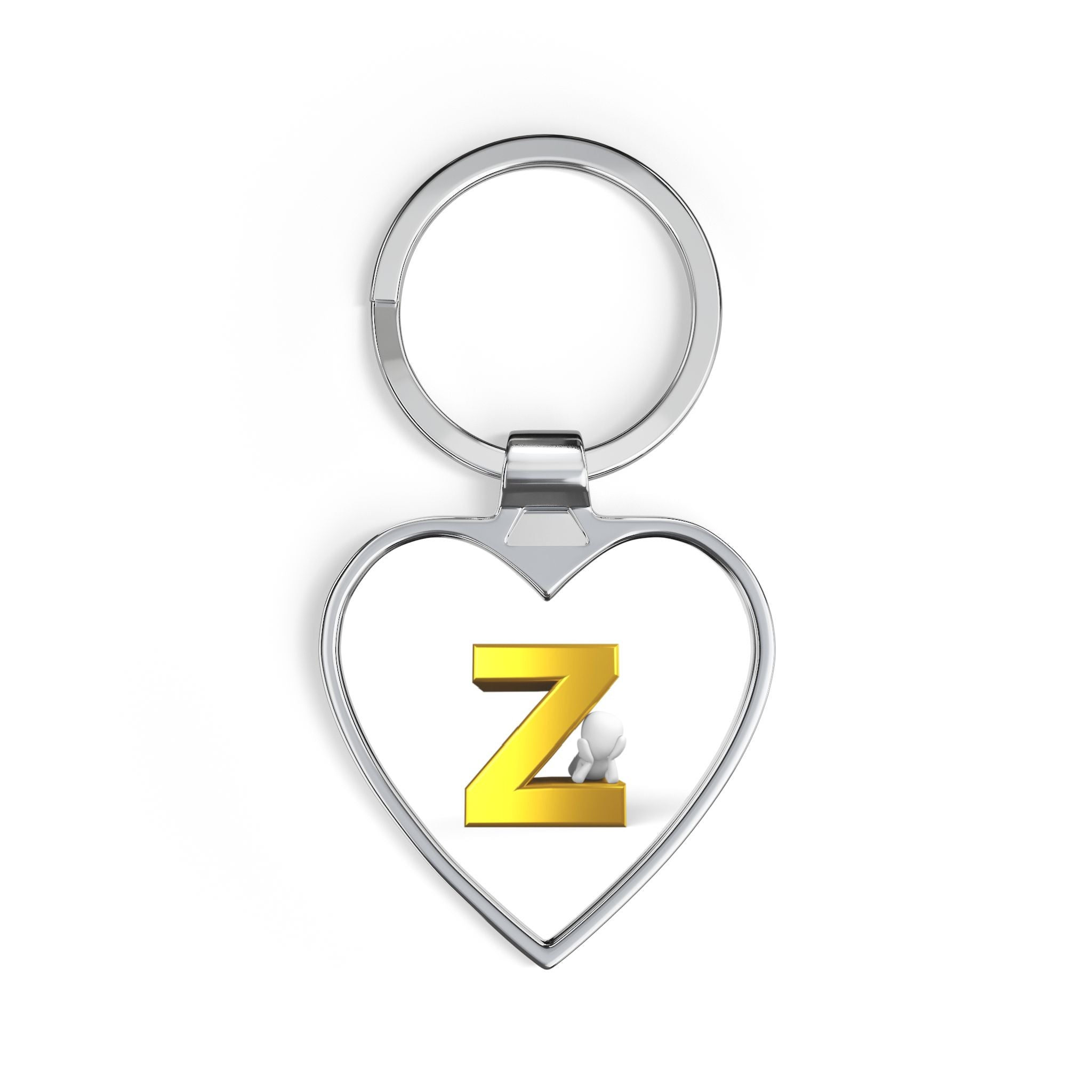 Gold Letter Z Heart Keychain | Monogram Initial Keyring