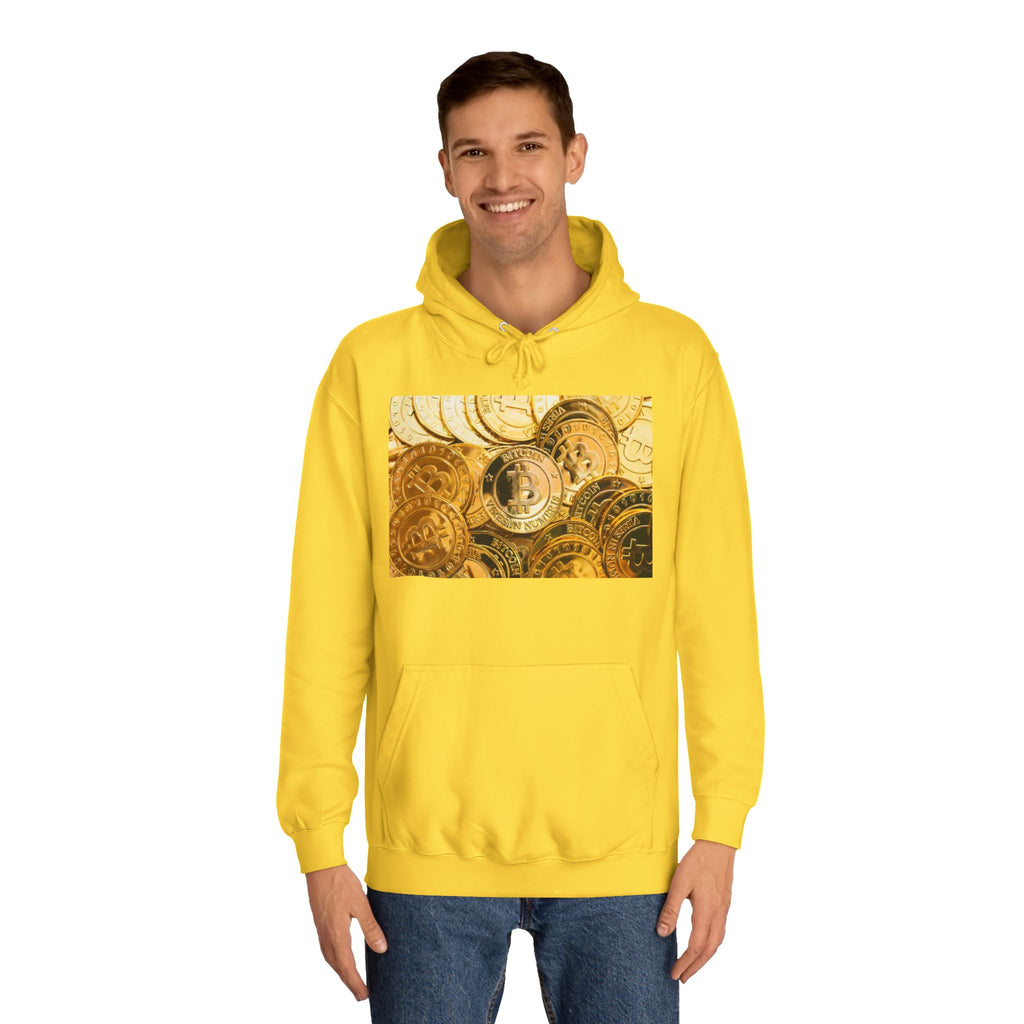 Golden Bitcoin Coins Hoodie | Crypto Cryptocurrency Crypto Art, Digital Currency Apparel