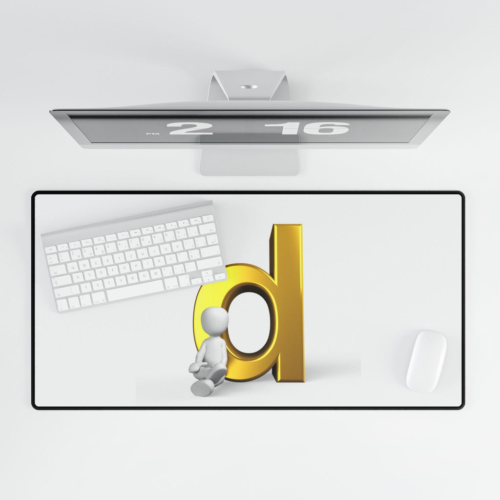 Gold Letter d Illustration Desk Mat | Typographic Mouse Pad