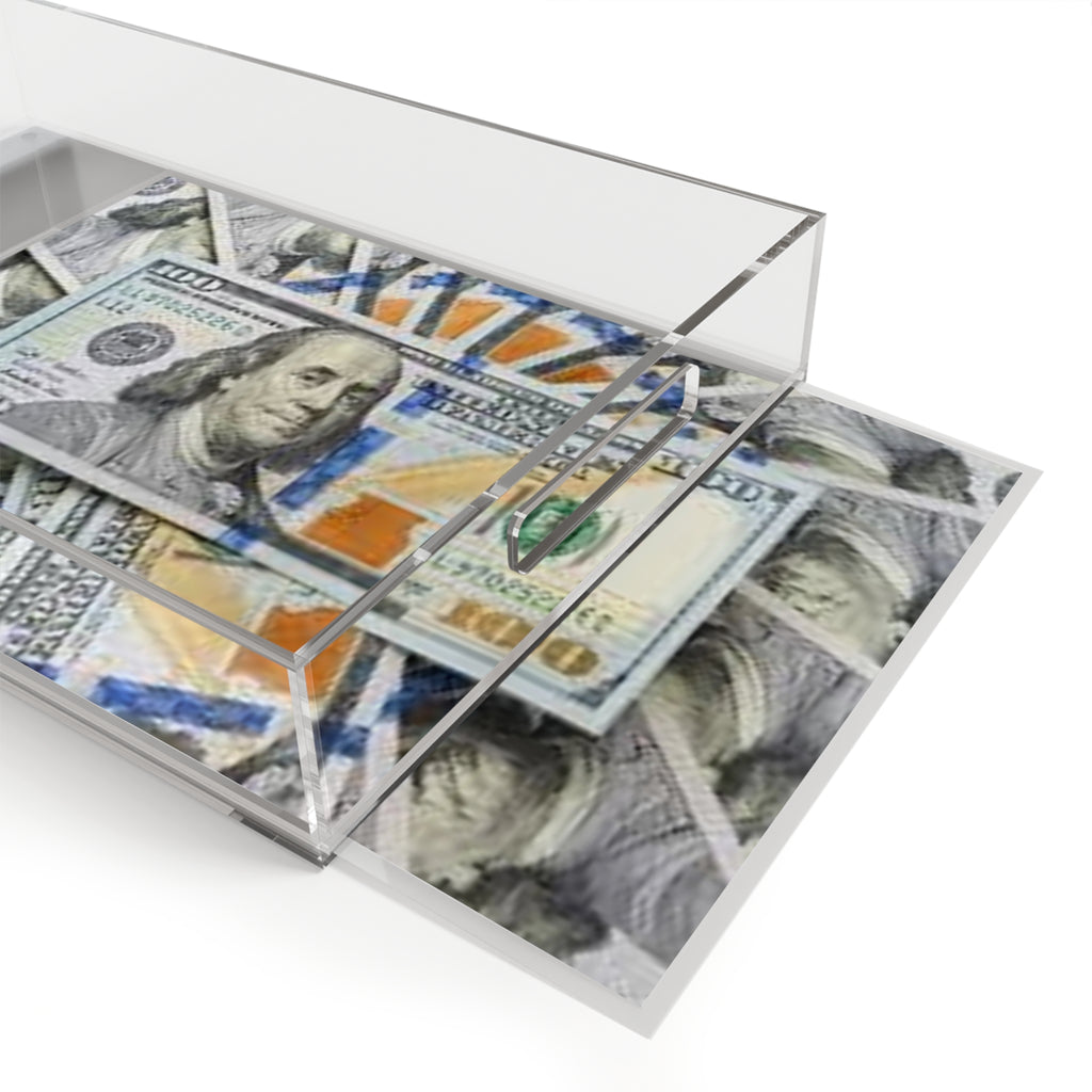 Hundred Dollar Bills Acrylic Serving Tray | Money Stack Decorative Tray