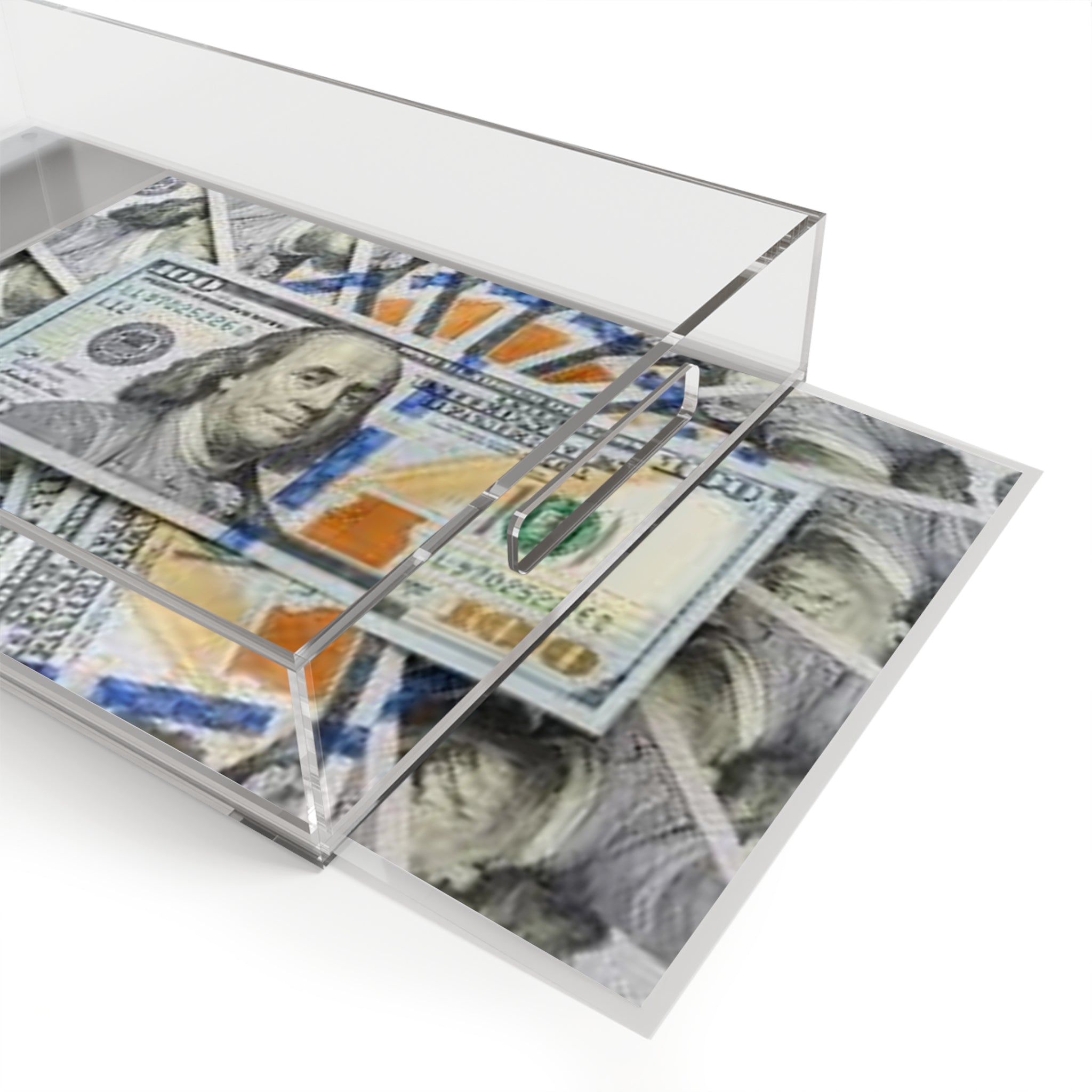 Hundred Dollar Bills Acrylic Serving Tray | Money Stack Decorative Tray