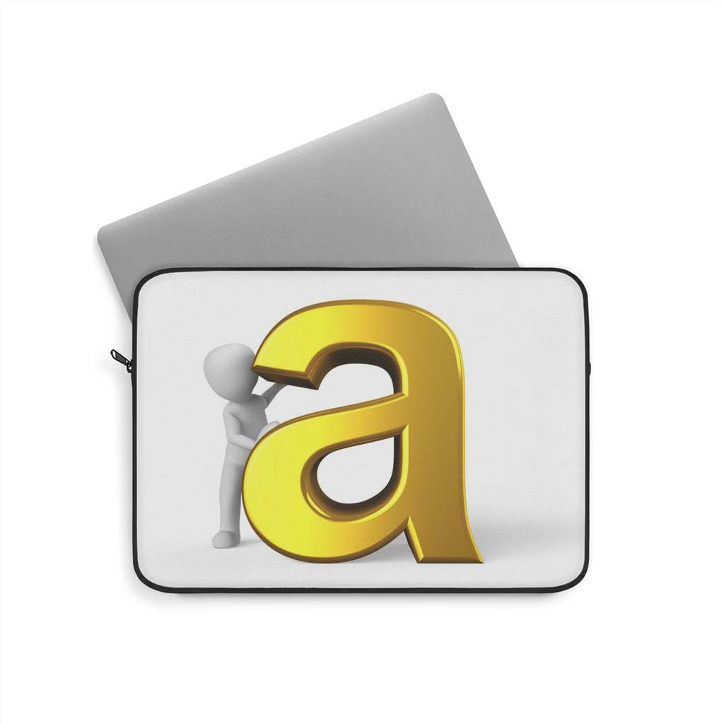 Gold Letter A Graphic Laptop Sleeve | Initial Monogram Alphabet
