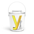 Gold Letter Y Monogram Ice Bucket with Tongs | Personalized Bar Accessory