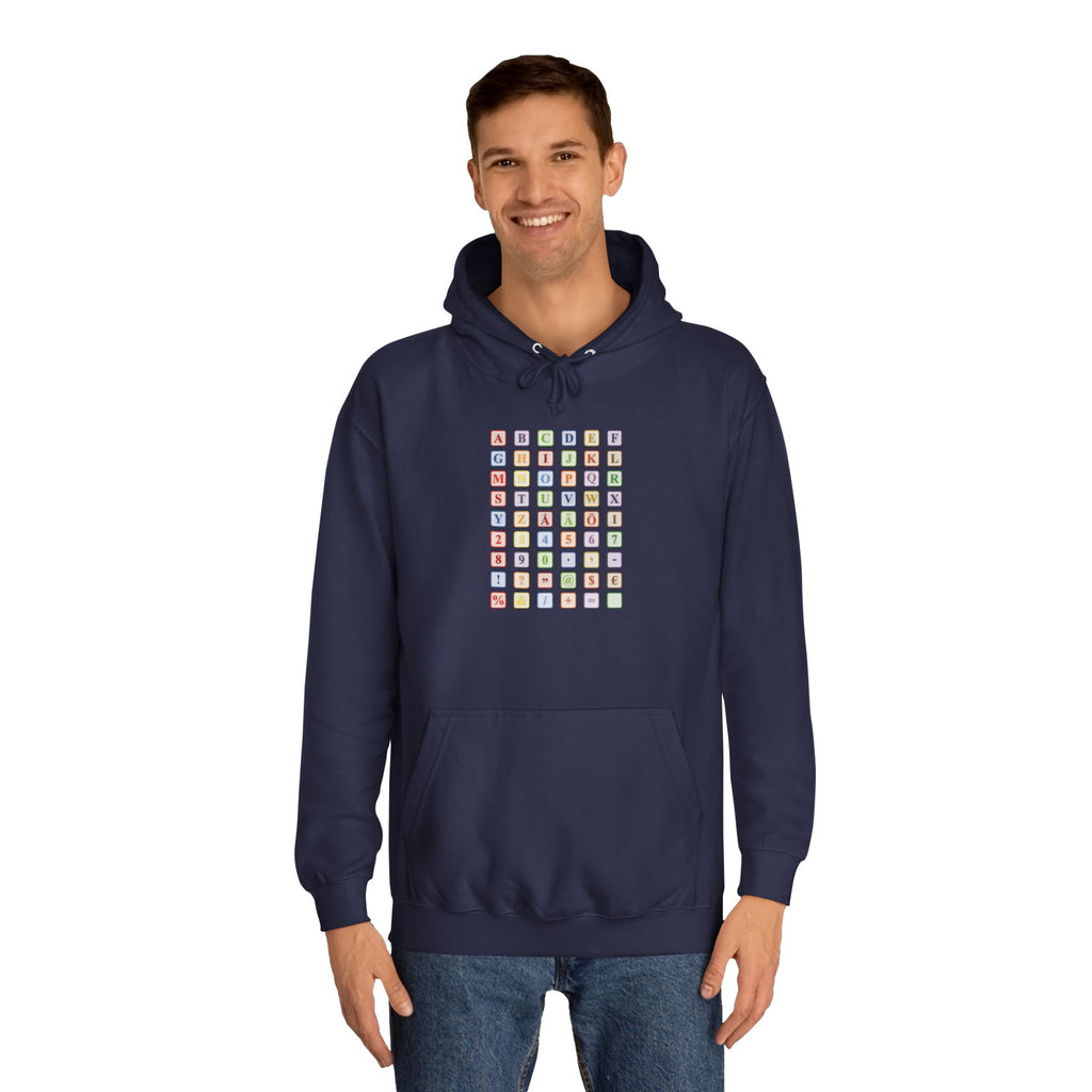 Alphabet Blocks Hoodie | Colorful Letter Grid, Back & Front Print