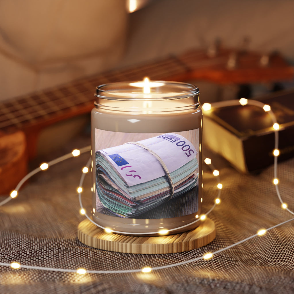 Stack of Euro Banknotes Candle | Soy Candle Jar