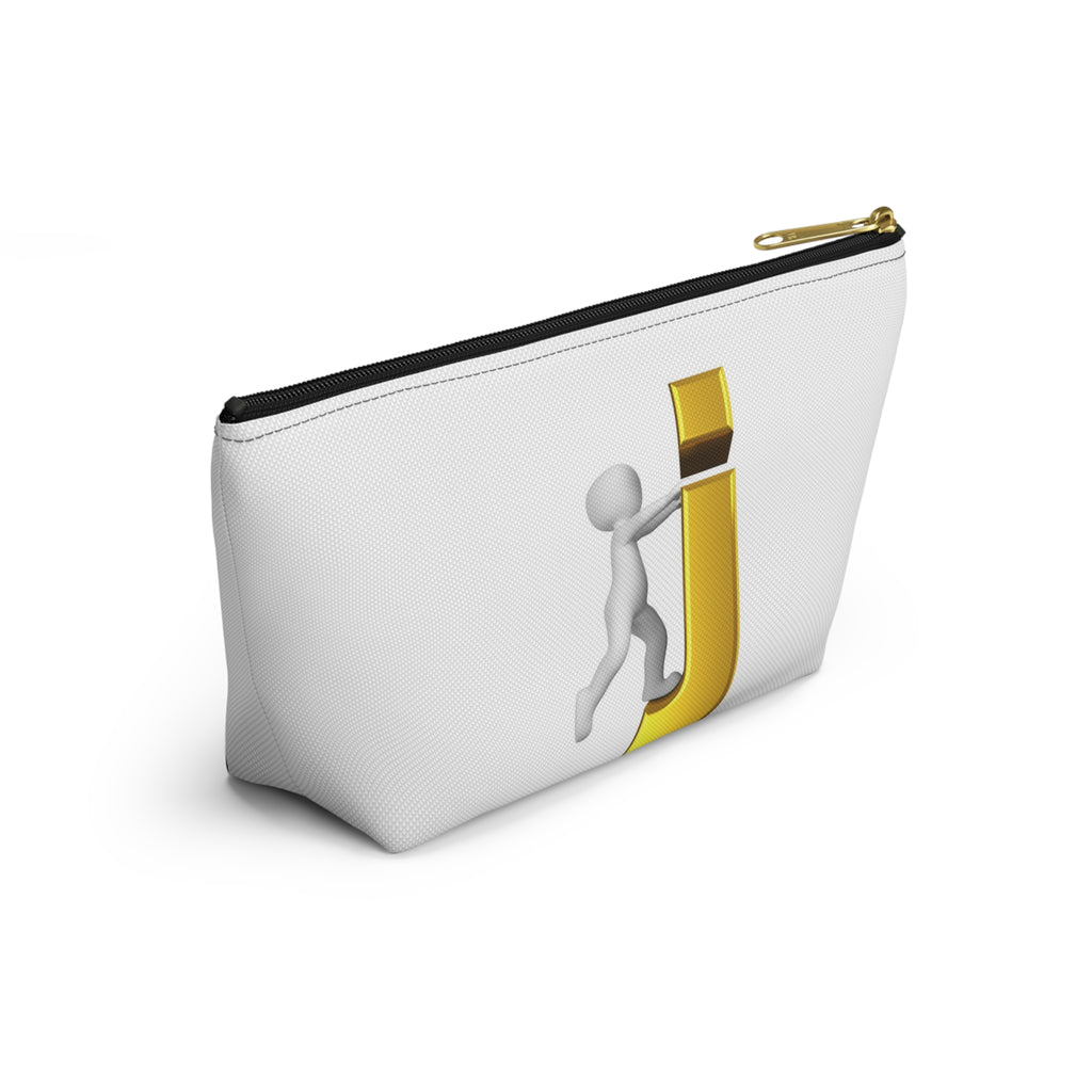 Stick Figure Pushing Gold Letter J Accessory Pouch
