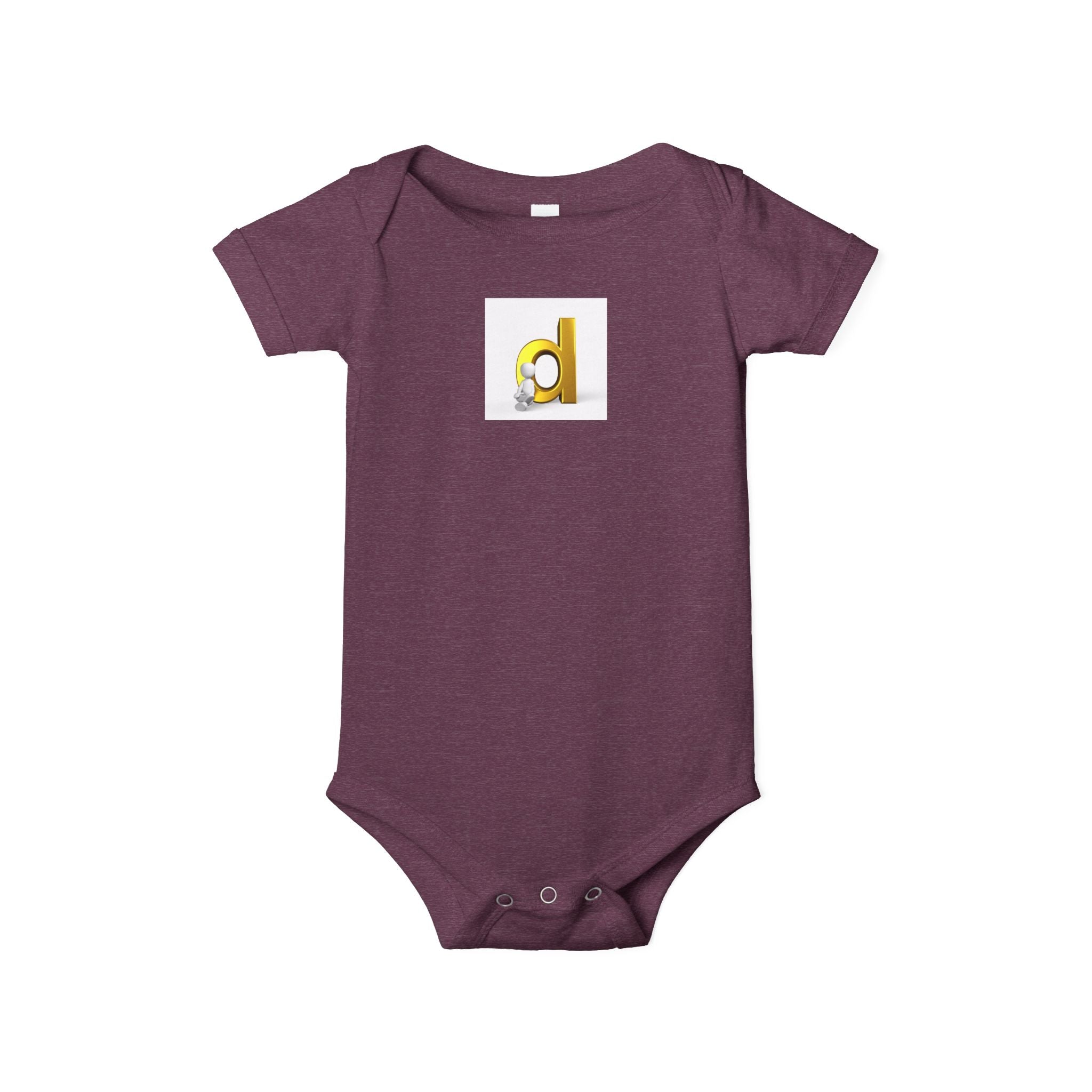 Body pour bébé lettre D | Combinaison jaune 3D initiale pour nourrisson