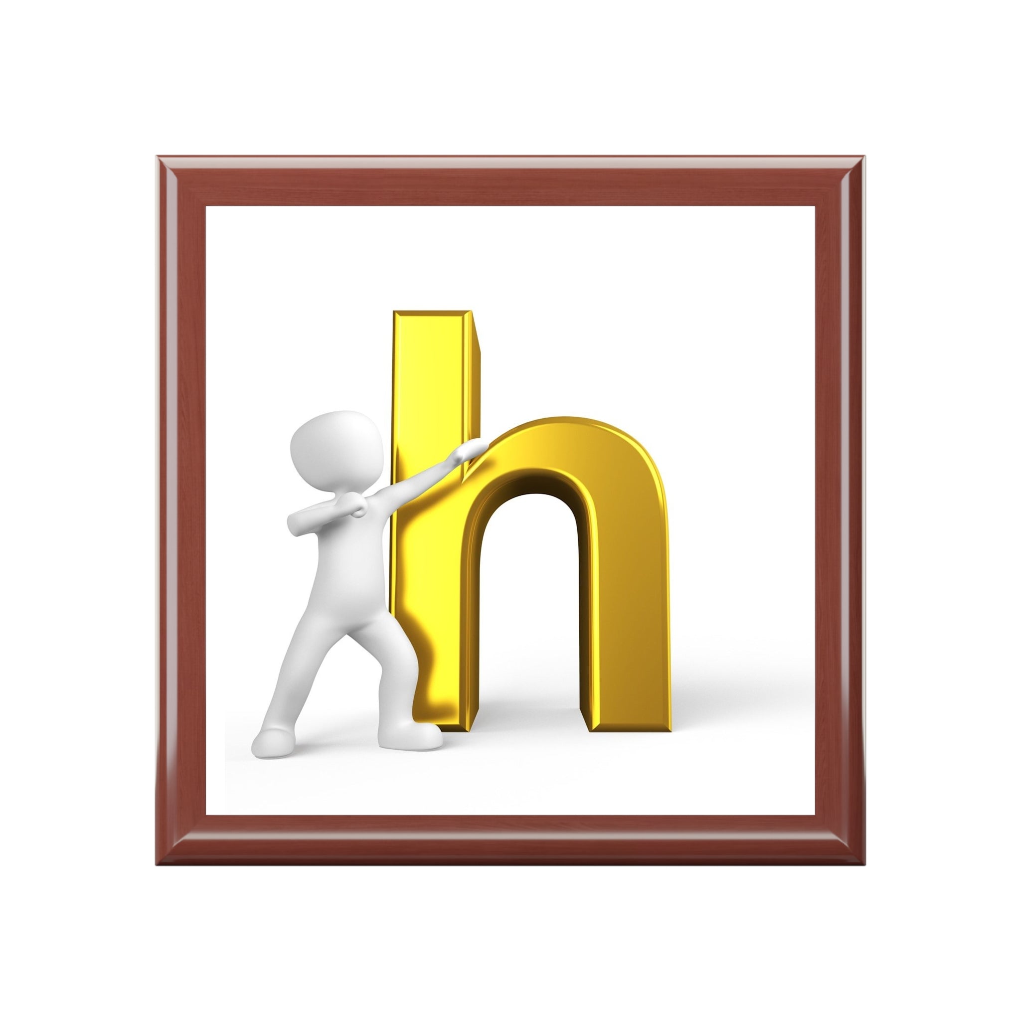3D Gold Letter H Monogram Jewelry Box | Personalized Initial Keepsake