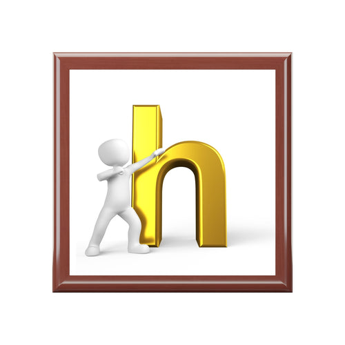 Boîte à bijoux monogramme 3D Lettre H Dorée | Souvenir initial personnalisé