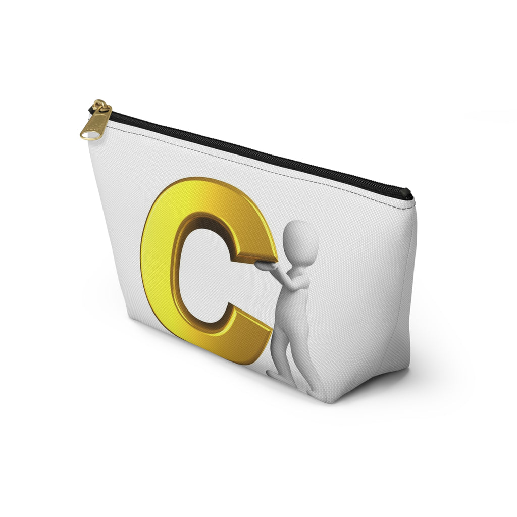 Gold Letter C with Figure Accessory Pouch