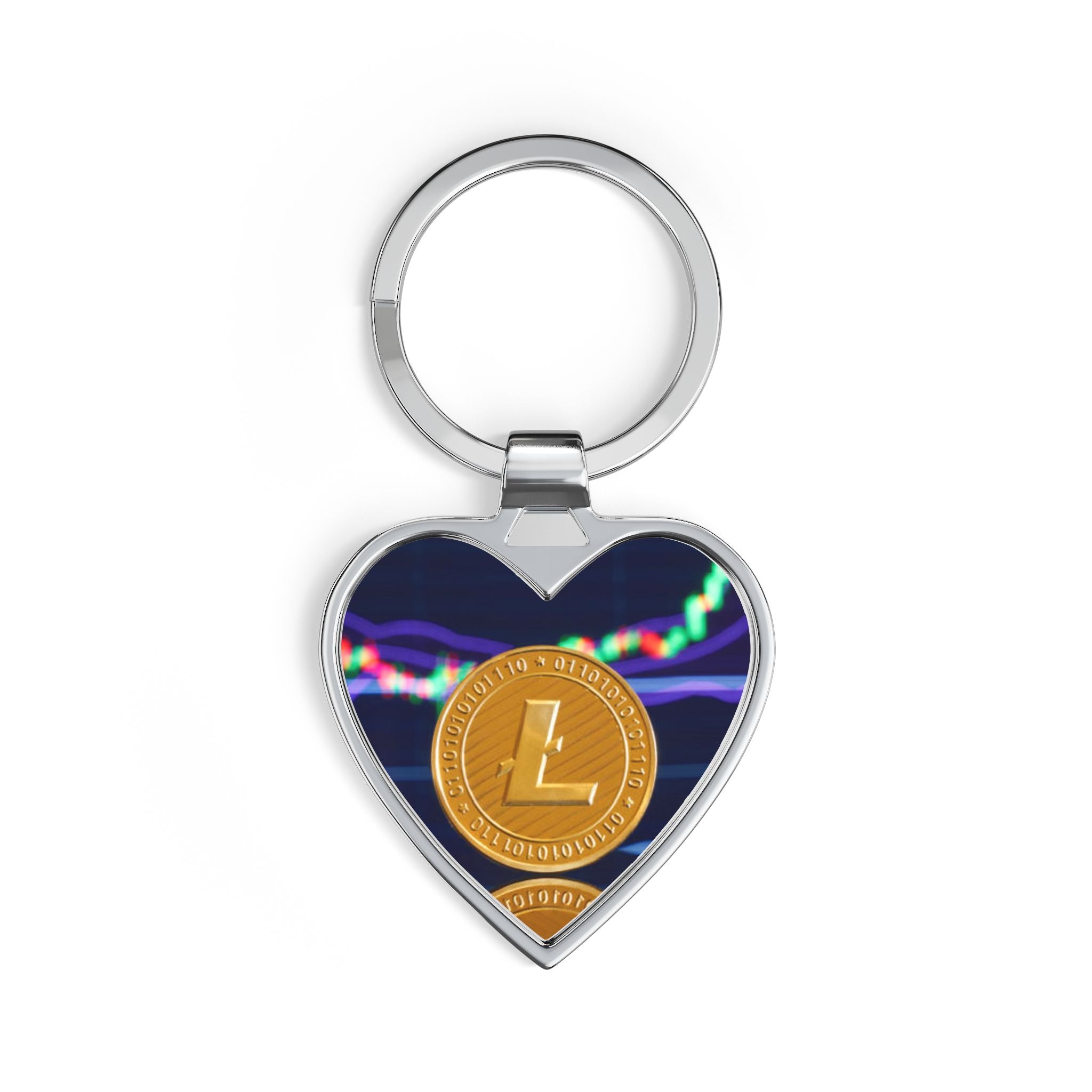 Litecoin Coin Heart Keychain | Crypto Coin Heart Keyring, Cryptocurrency Design