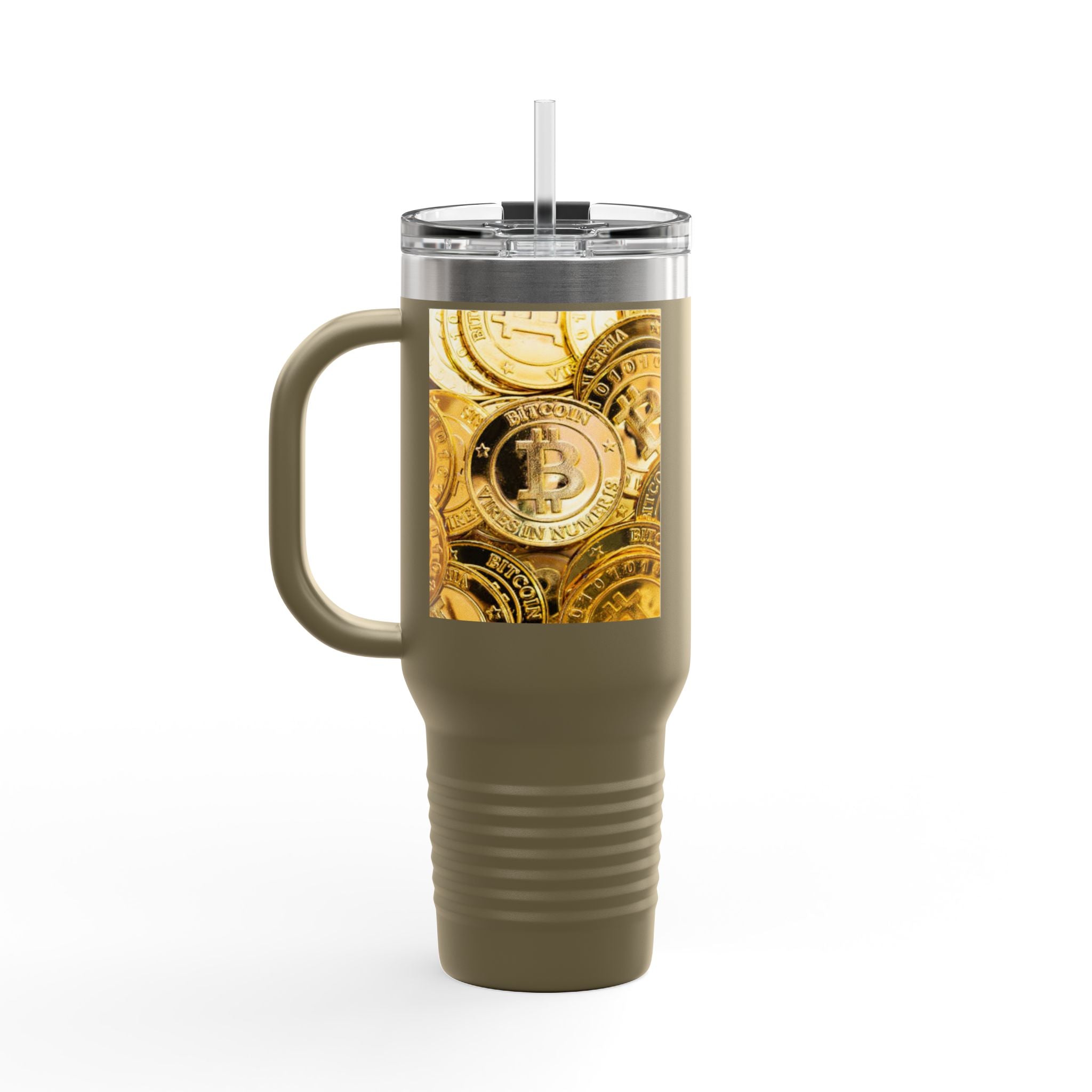 Bitcoin Coin Pattern Travel Mug | 40 oz Insulated Tumbler