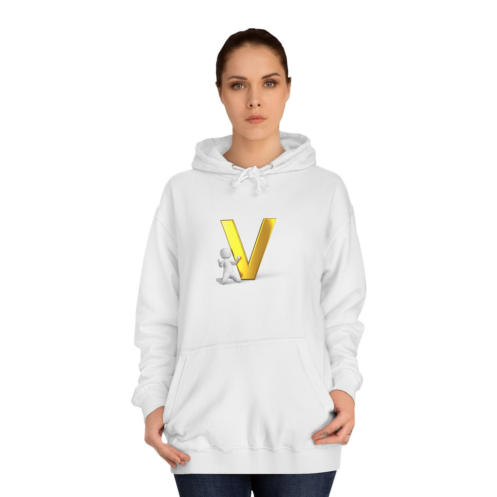 Gold 3D Letter V Hoodie | Initial V Sweatshirt, Monogram Lettering