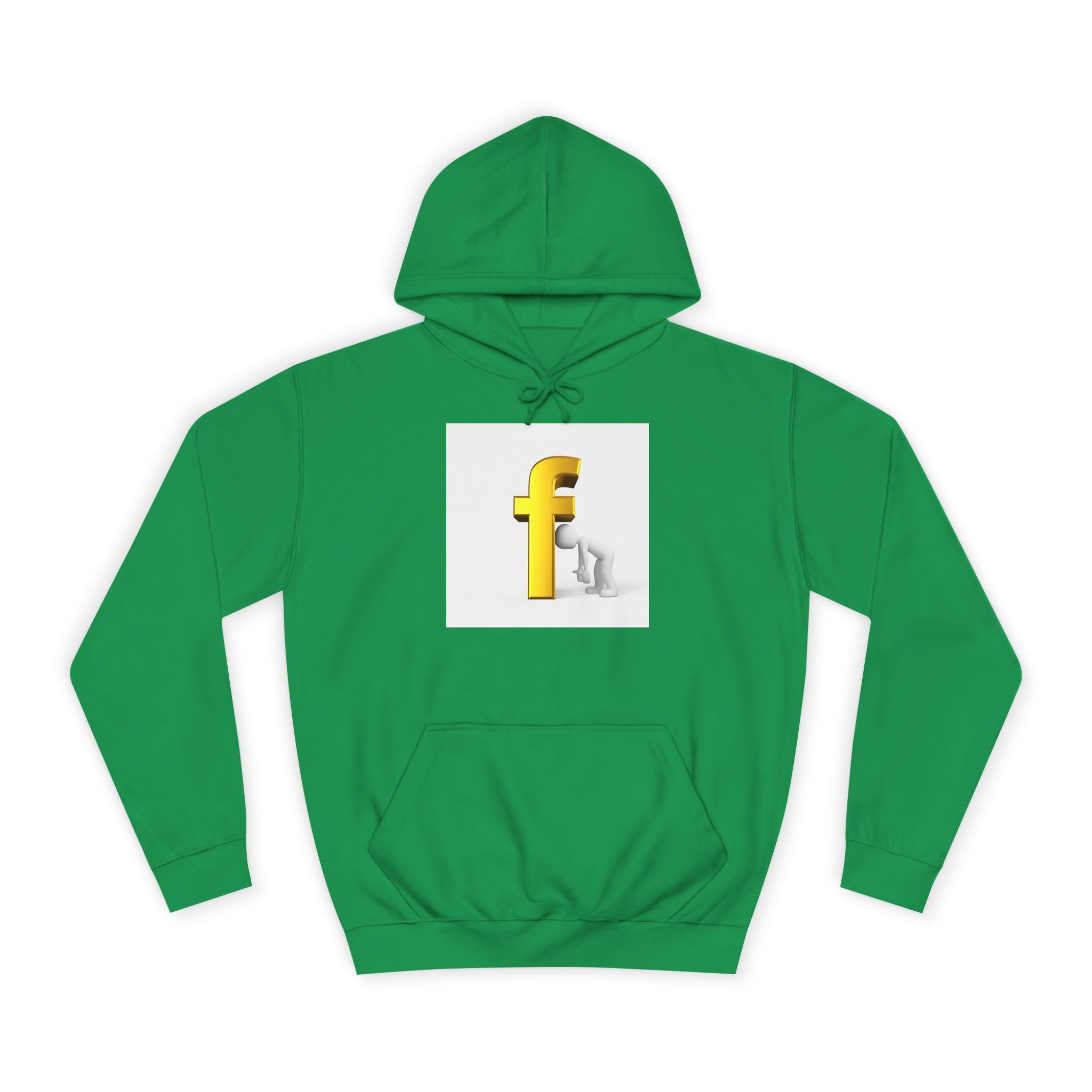 Yellow 3D Letter F Kneeling Figure Hoodie | Typography Graphic
