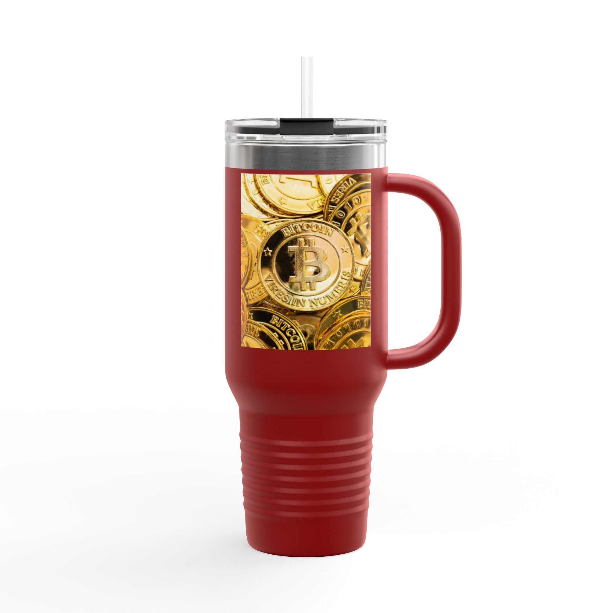 Bitcoin Coin Pattern Travel Mug | 40 oz Insulated Tumbler