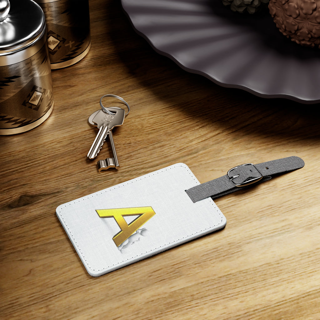Gold Letter A Monogram Luggage Tag | Rectangle Saffiano Polyester