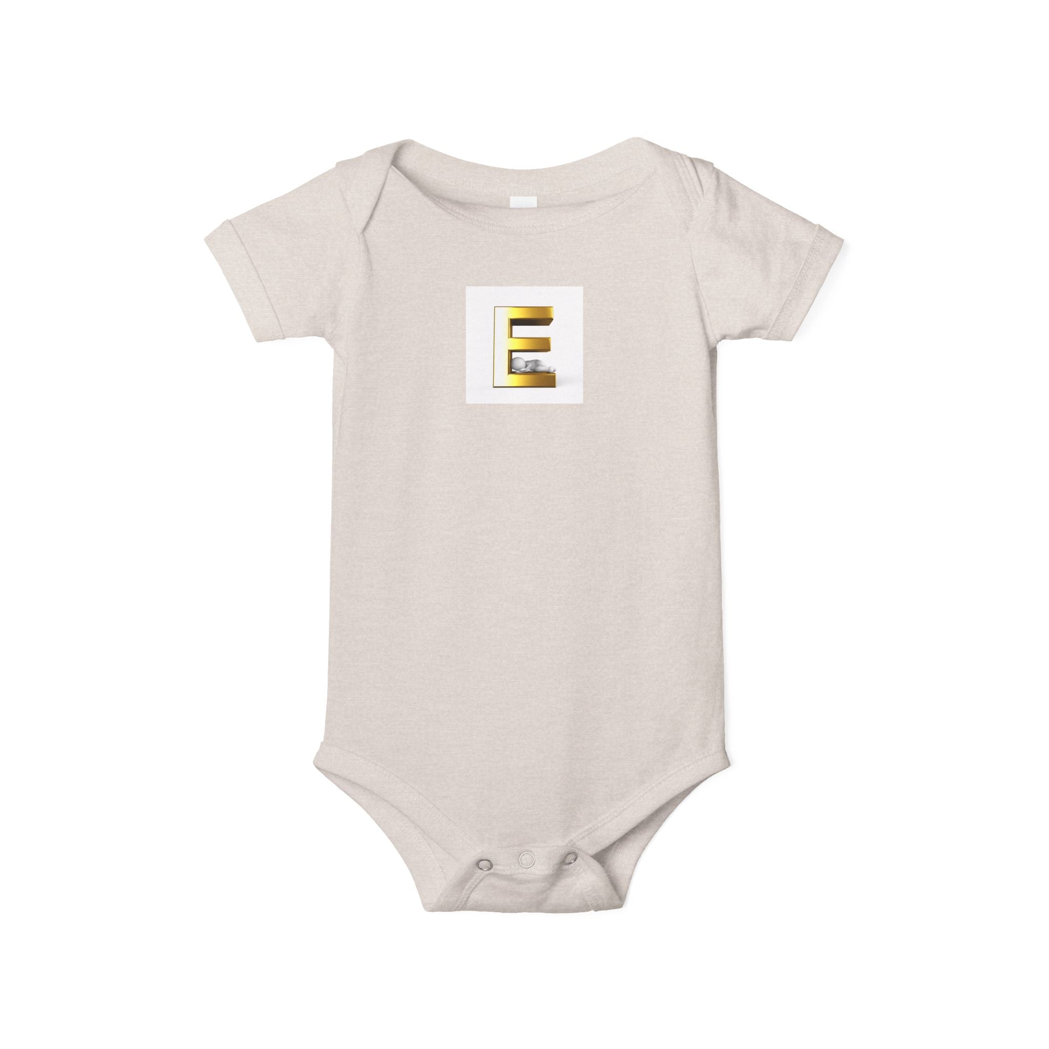 Body bébé motif lettre E dorée | Body bébé personnalisé initiales