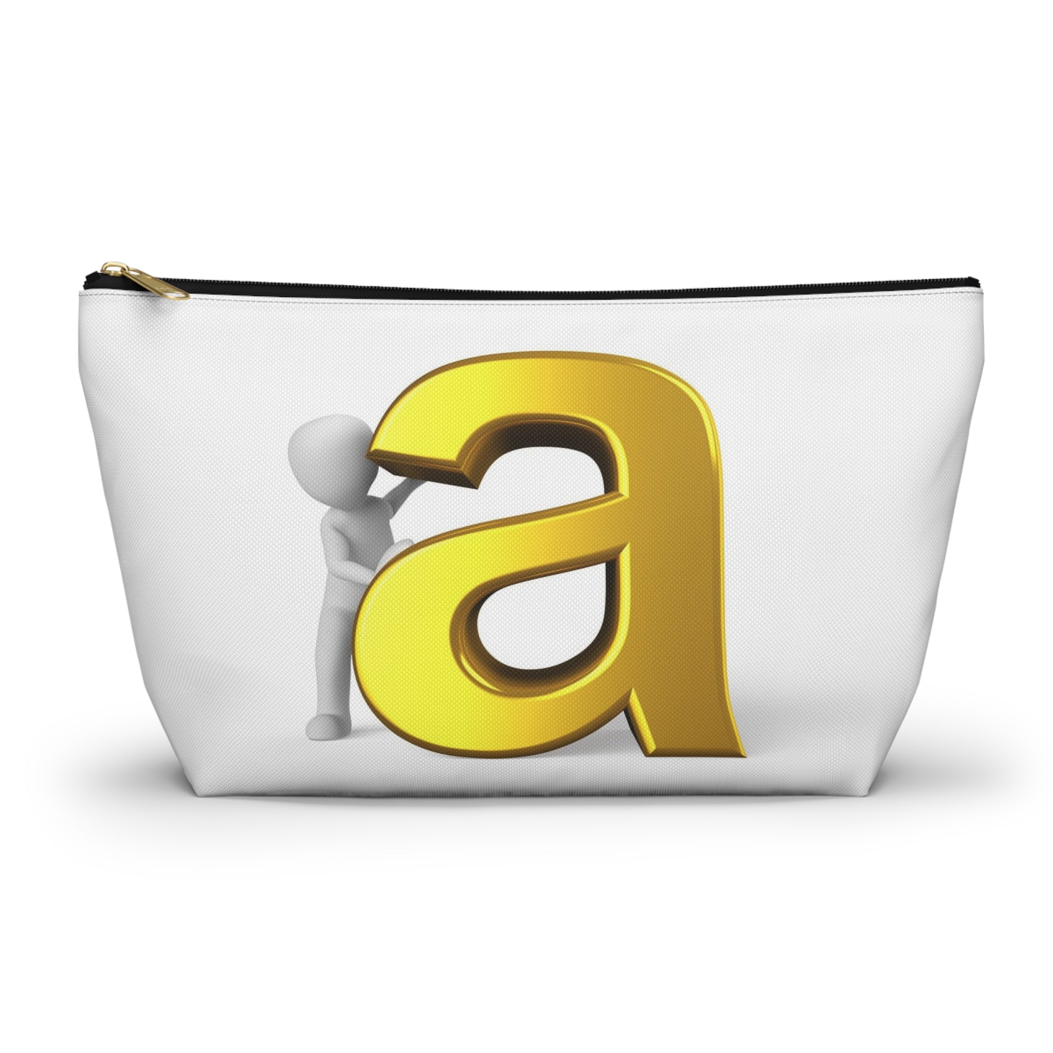 Trousse à accessoires Monogramme Lettre A Dorée | Trousse de maquillage à fond plat