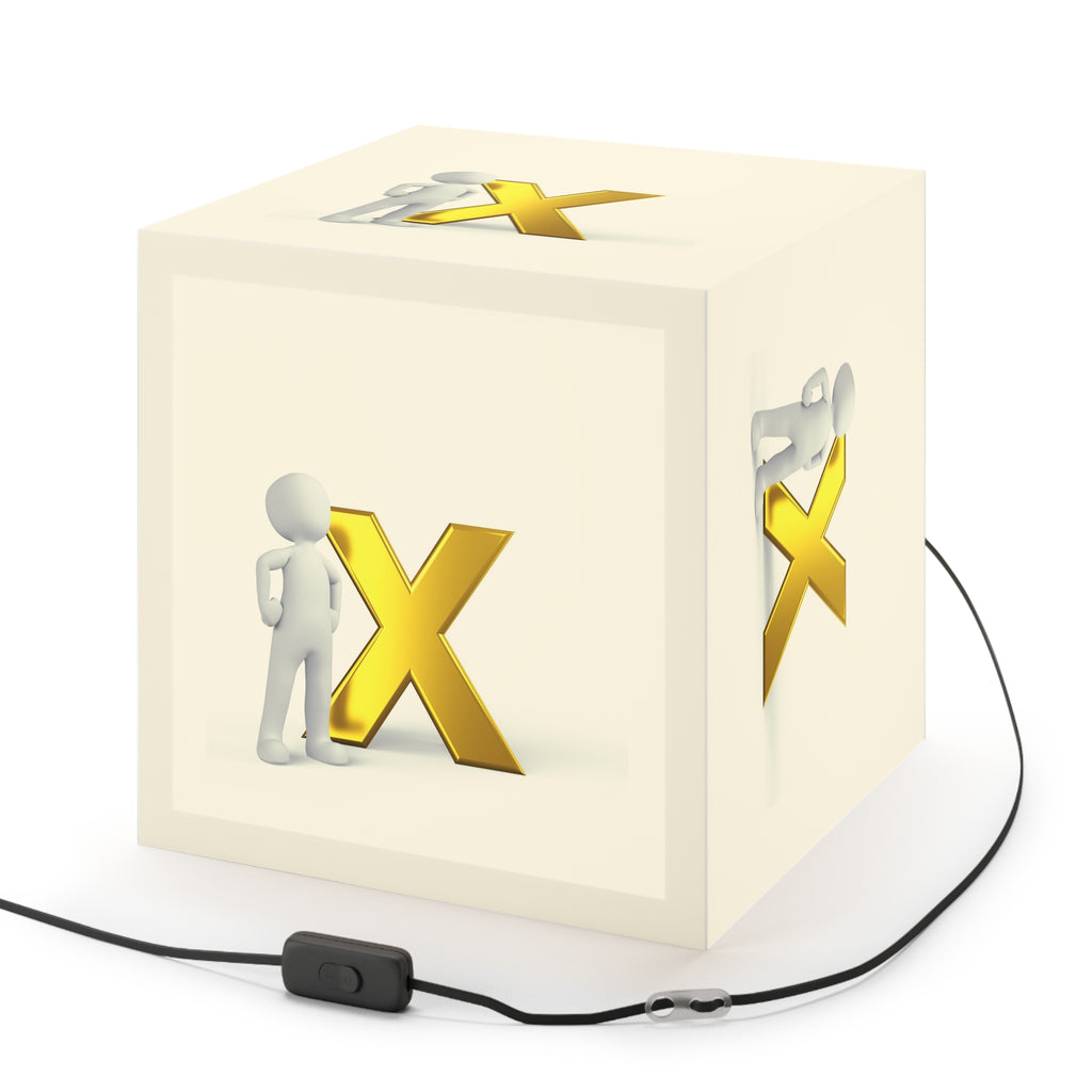 3D Person with Gold X Light Cube Lamp | Decorative Hanging Lamp