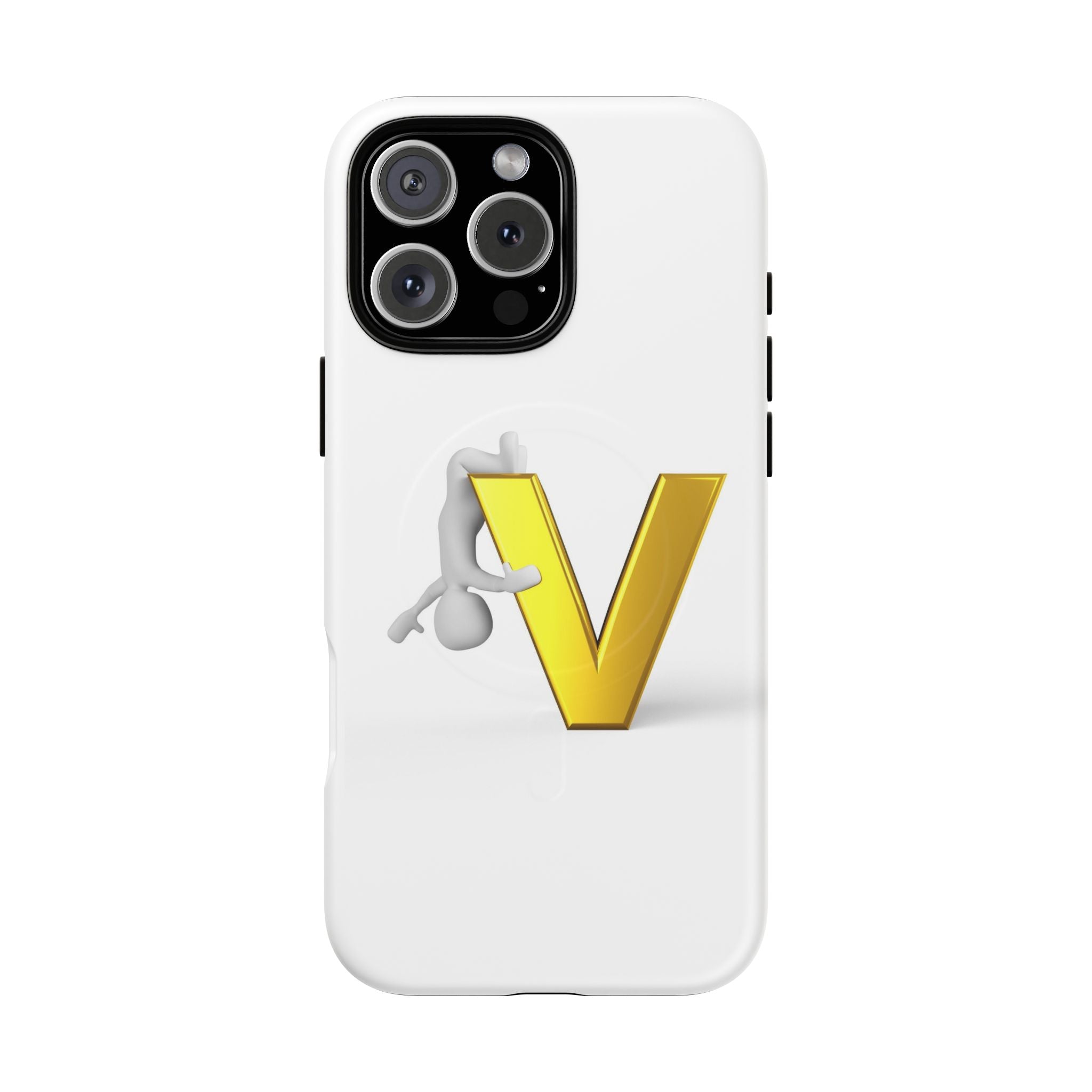 Coque de téléphone aimantée résistante 3D lettre V jaune | Coque iPhone Monogramme V