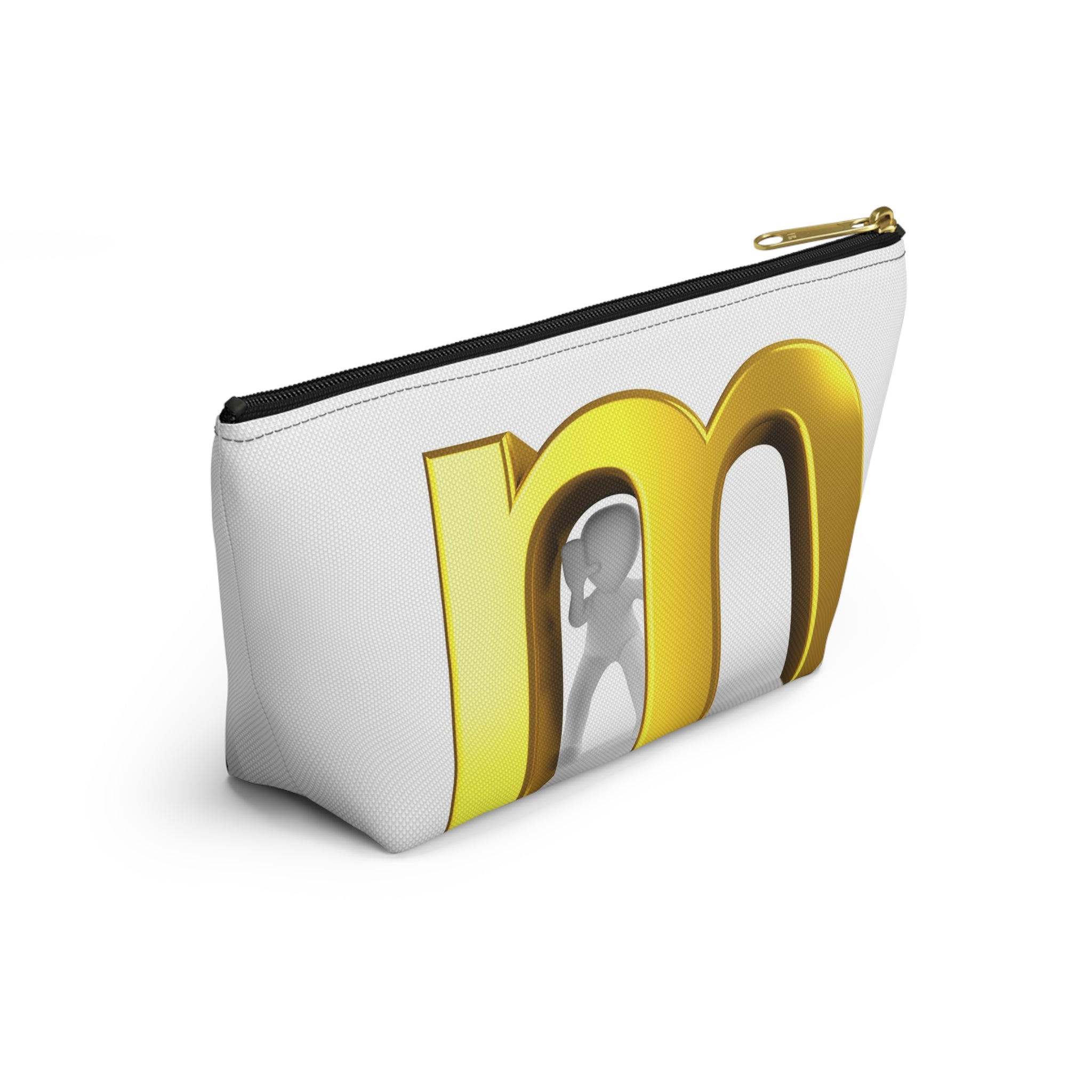 Gold Letter M Monogram Accessory Pouch | T-Bottom Makeup Bag
