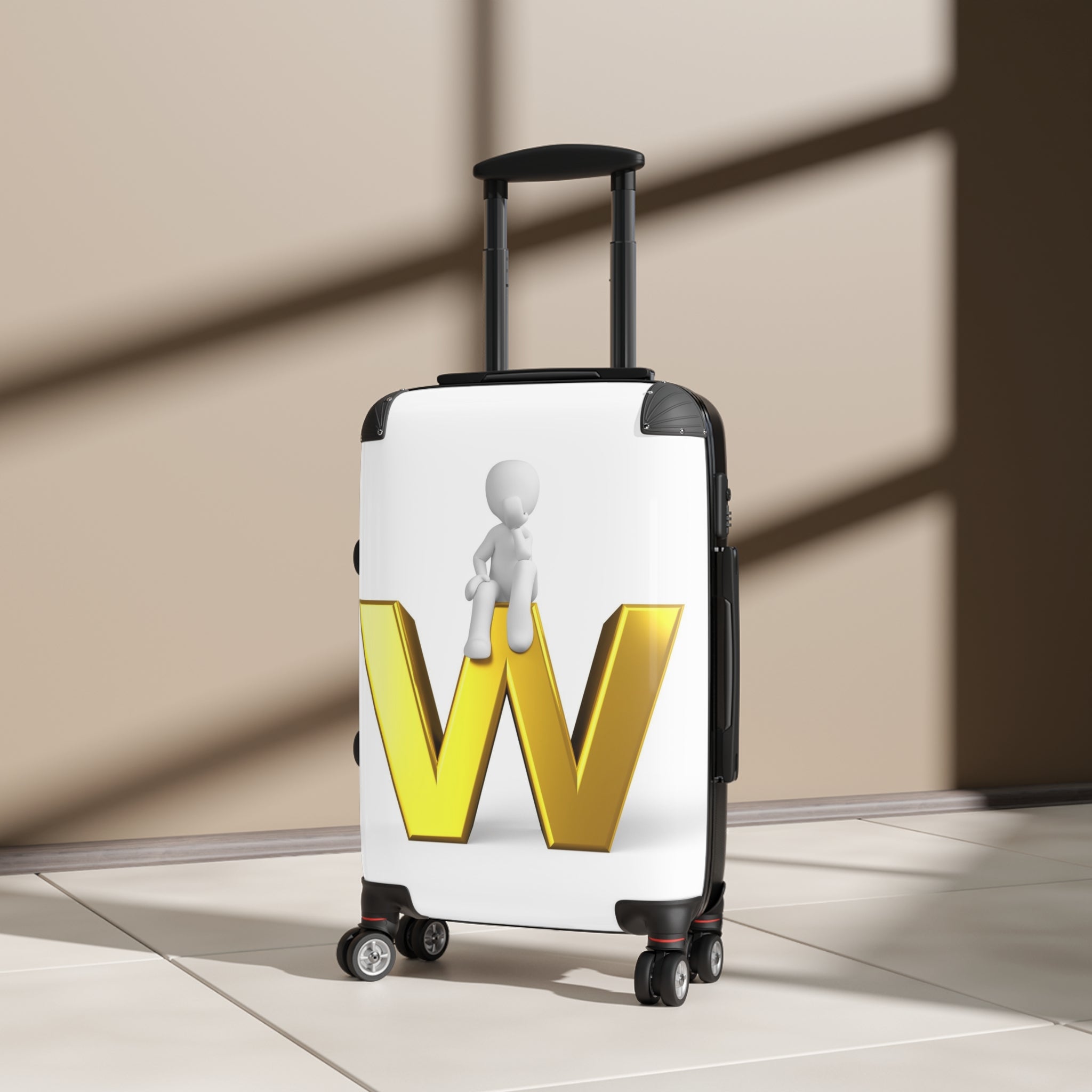 Gold Letter W Monogram Suitcase | Initial Luggage Cover