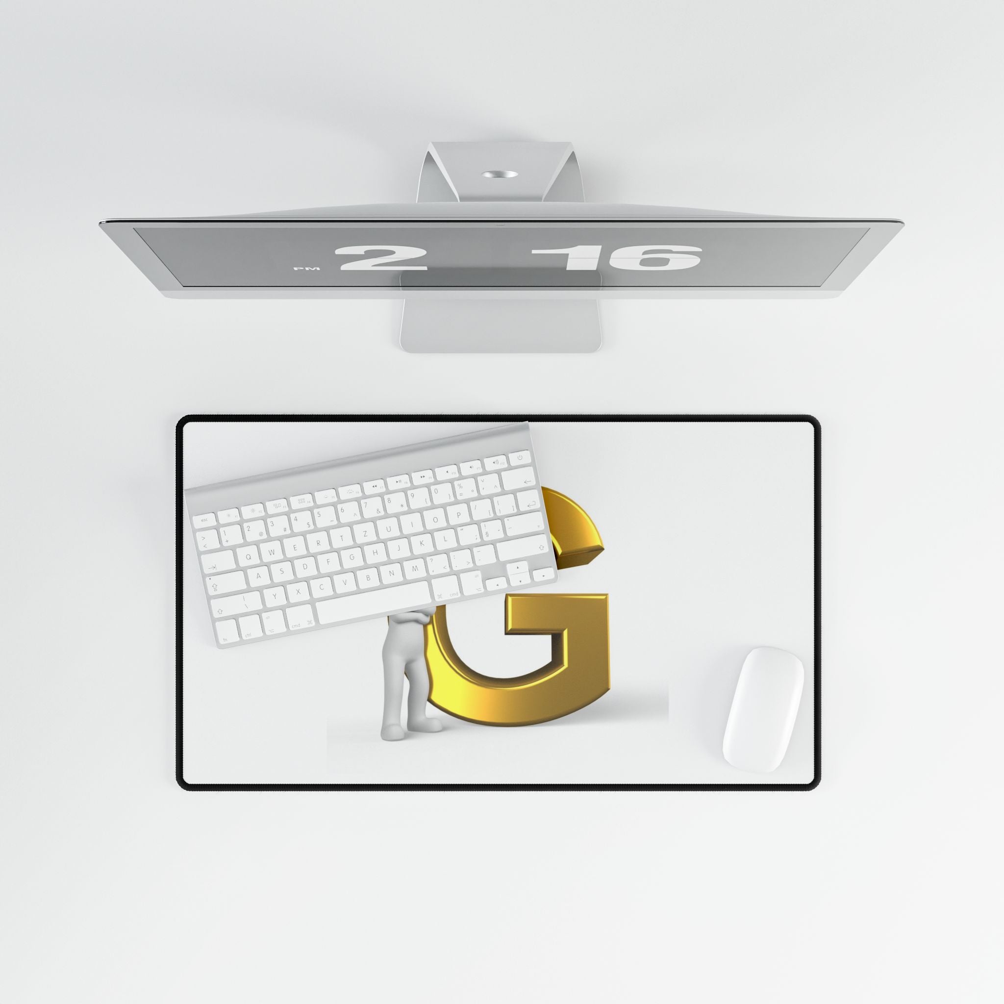 Gold G Letter Desk Mat | Initial G Desk Mat, Monogram Mouse Pad