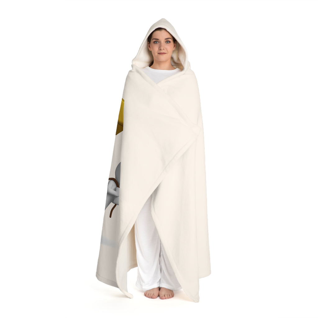 Gold Letter T With Figure | Cozy Hooded Blanket with Plush Sherpa