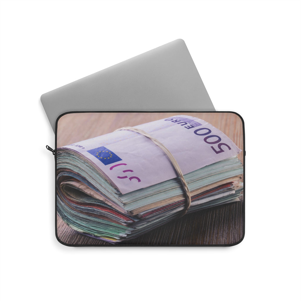 Stack of Euro Banknotes Laptop Sleeve | Money Print, Currency Photography