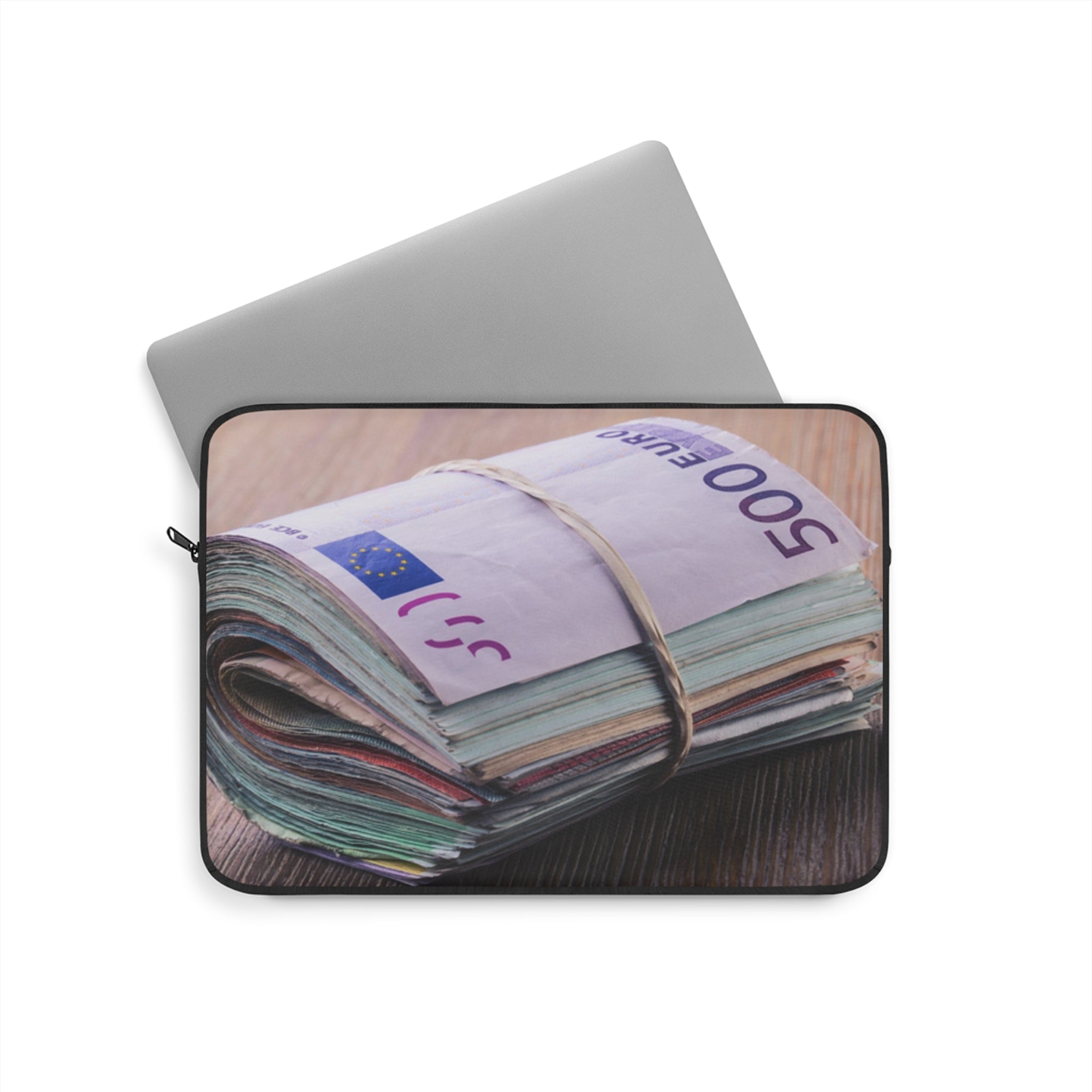 Stack of Euro Banknotes Laptop Sleeve | Money Print, Currency Photography