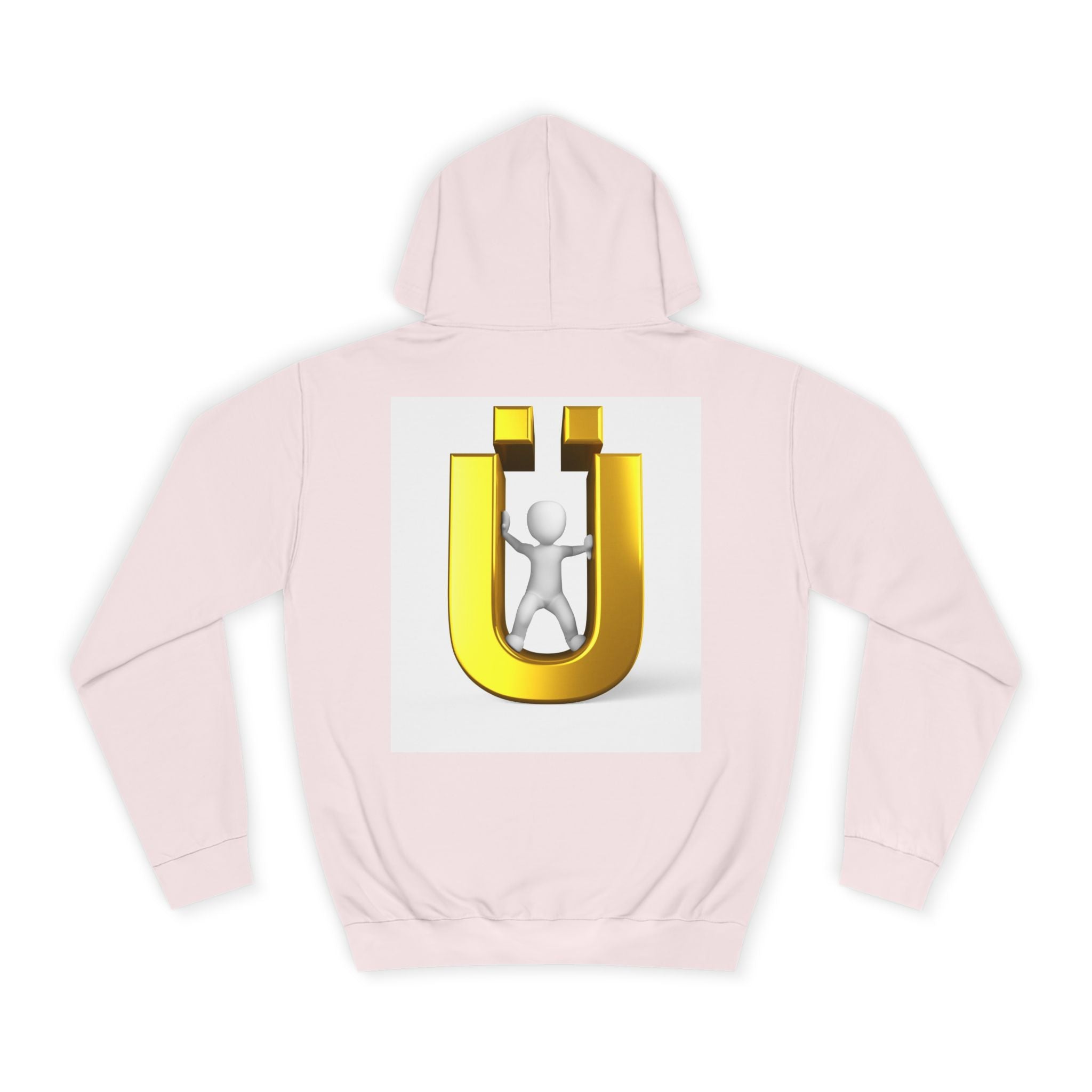 Gold Ü Letter Logo Hoodie | 3D Person Initial U Sweatshirt