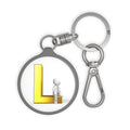 Yellow 3D Letter L with Sitting Figure Keyring | Initial L Keychain