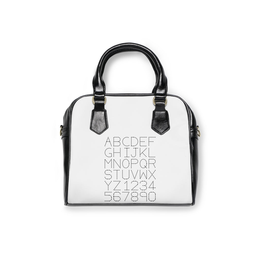 Alphabet Monogram Pattern Shoulder Handbag | Letter Grid A-Z 0-9
