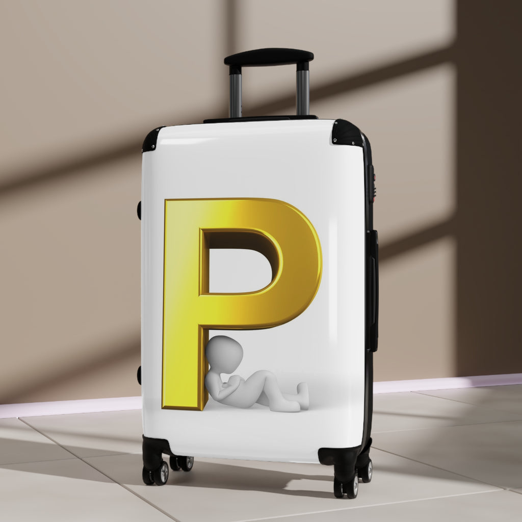 Gold Letter P Monogram Suitcase | Personalized Initial Luggage