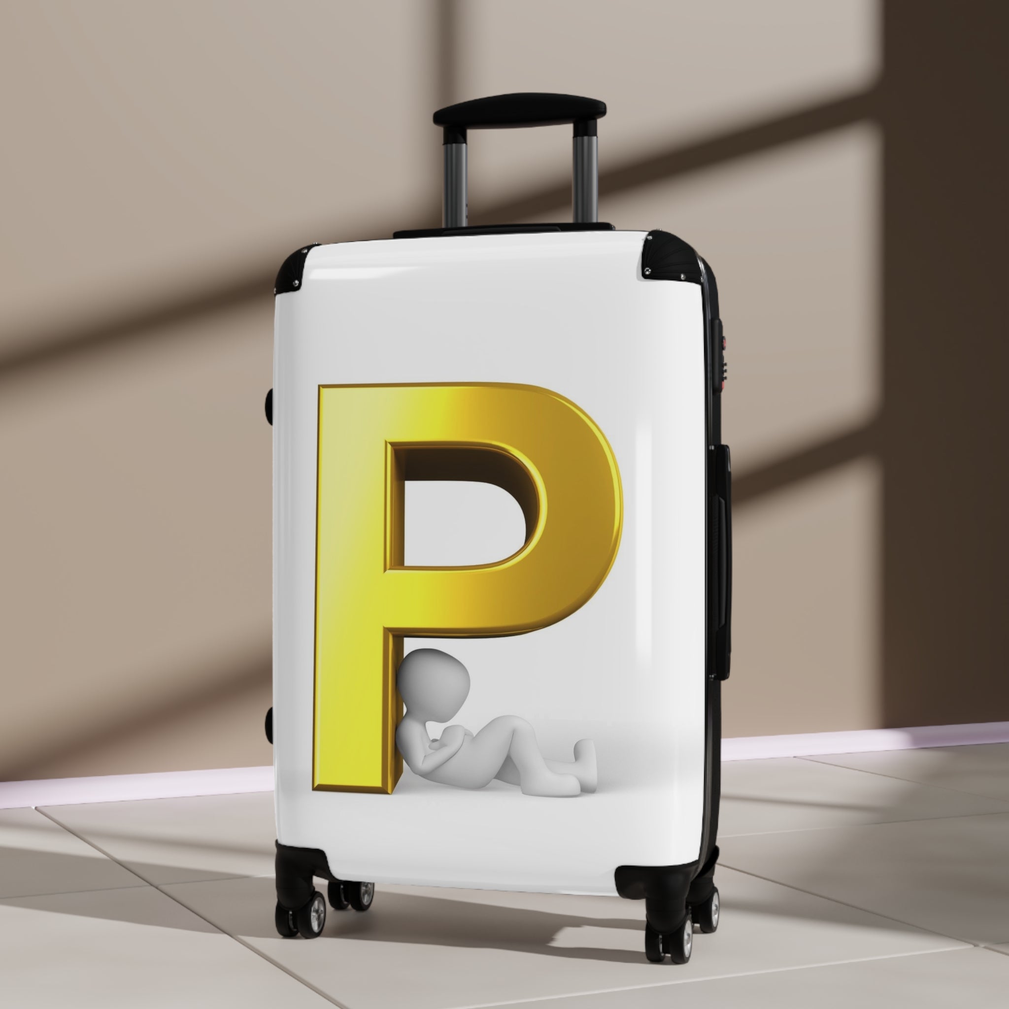 Gold Letter P Monogram Suitcase | Personalized Initial Luggage