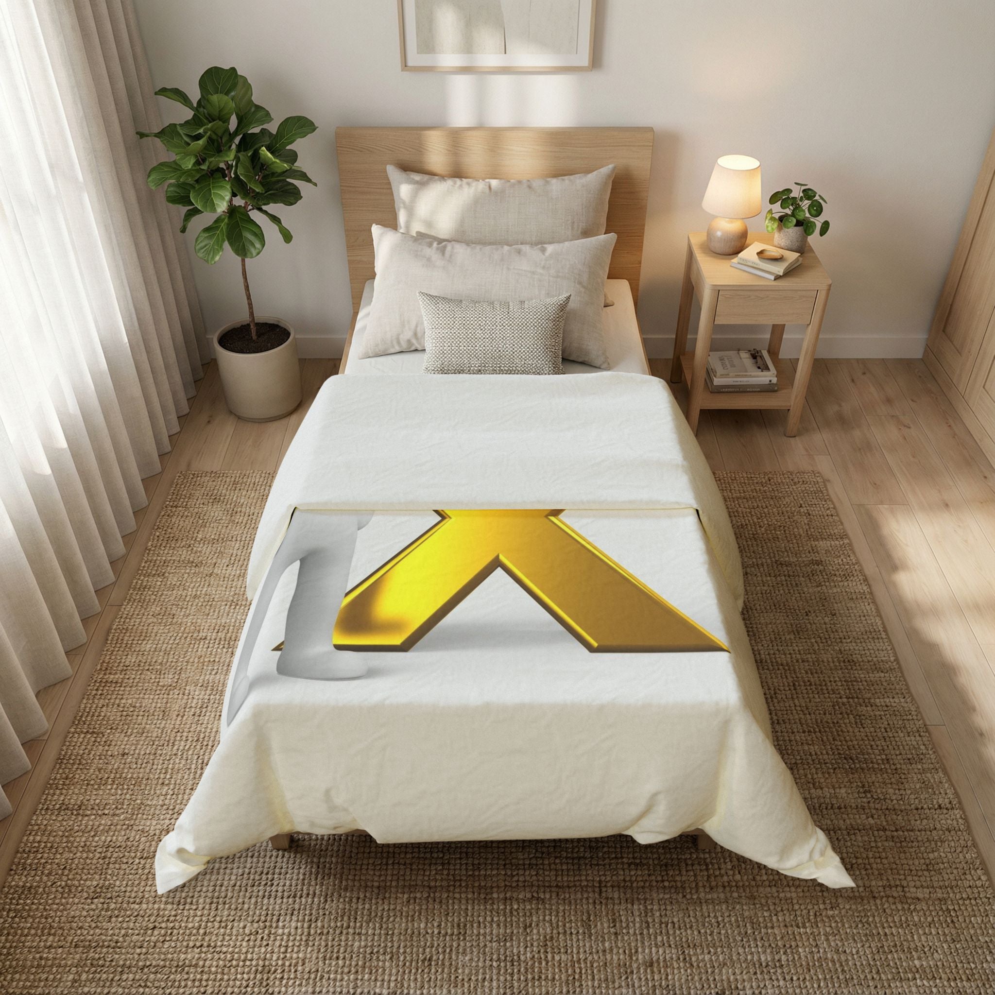 Gold Letter X Cotton Duvet Cover | Monogram Initial Bedding