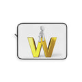 3D Stick Figure Sitting on Gold Letter W Laptop Sleeve | Monogram Initial W