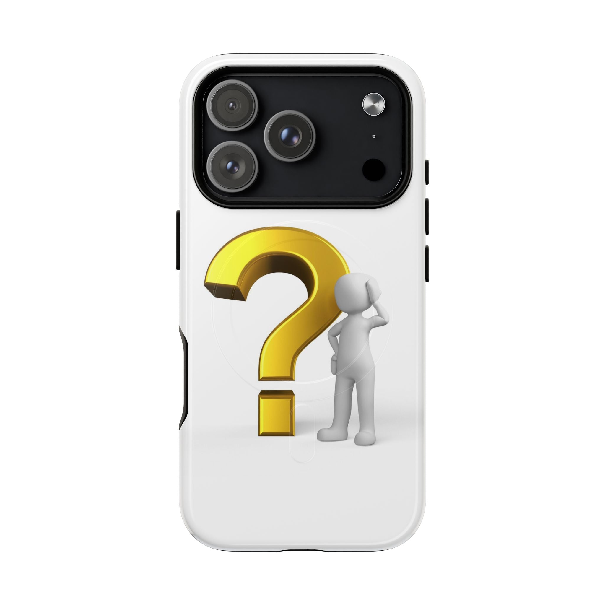 Coque de téléphone 3D point d'interrogation | Coque magnétique robuste