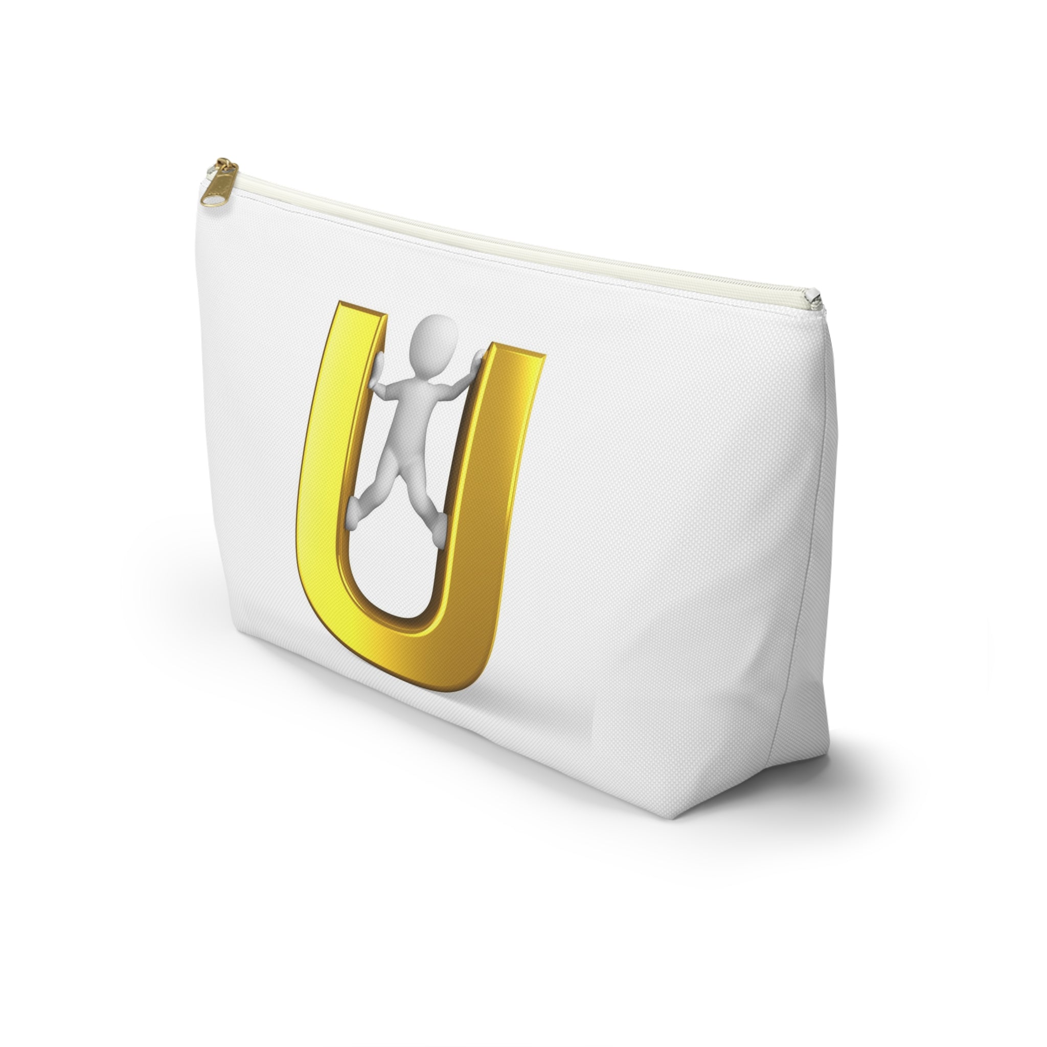 Gold Letter U with Climber Accessory Pouch | T-Bottom Zip Pouch