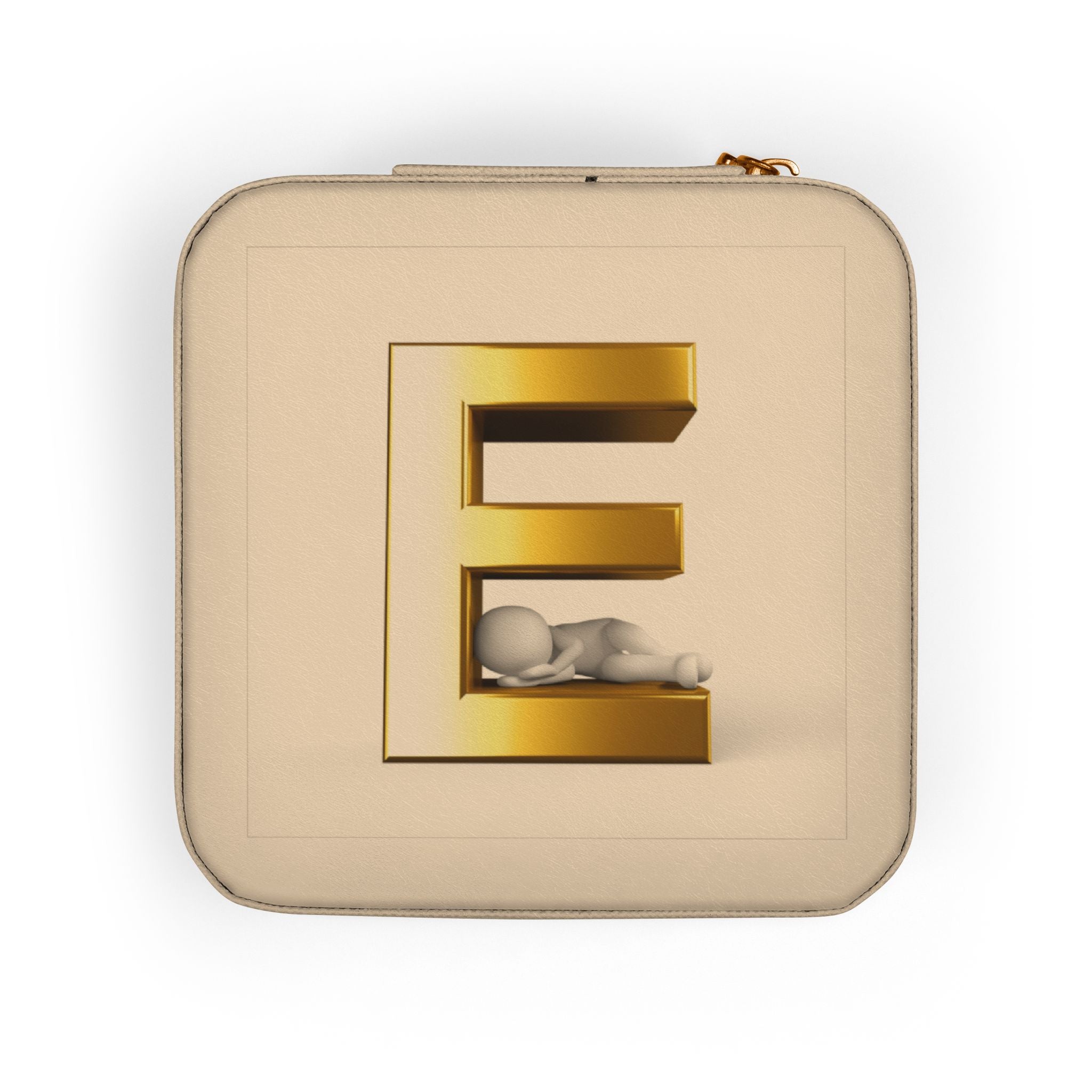 Monogram E Jewelry Travel Case | Compact Portable Trinket Organizer