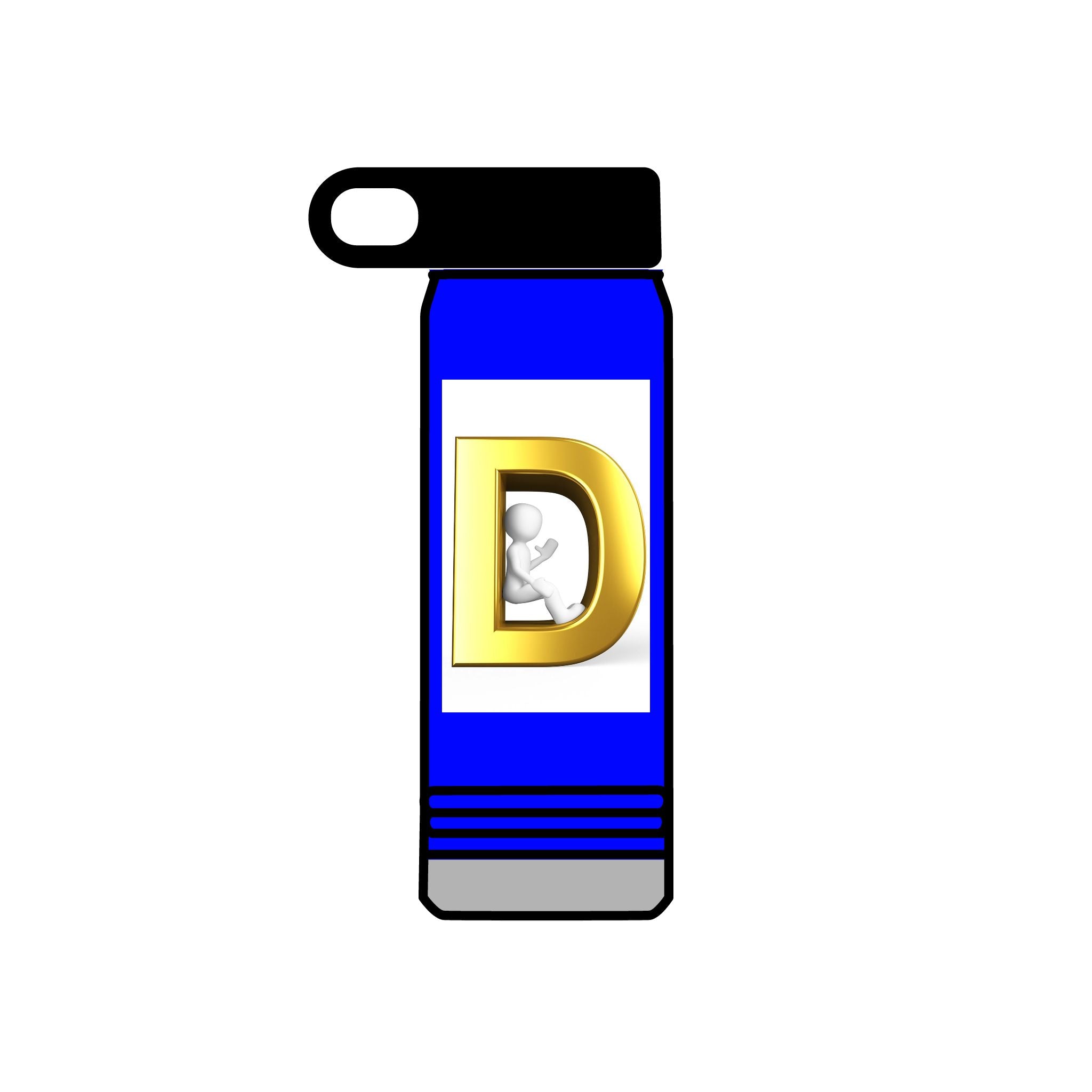 Bouteille d'eau monogramme lettre D dorée | Bouteille initiale de 590 ml