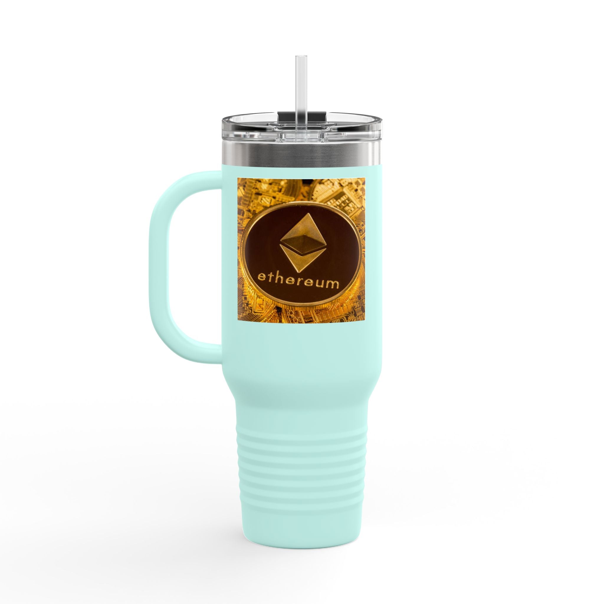 Ethereum Coin Design 40oz Travel Mug | Crypto Logo Insulated Tumbler