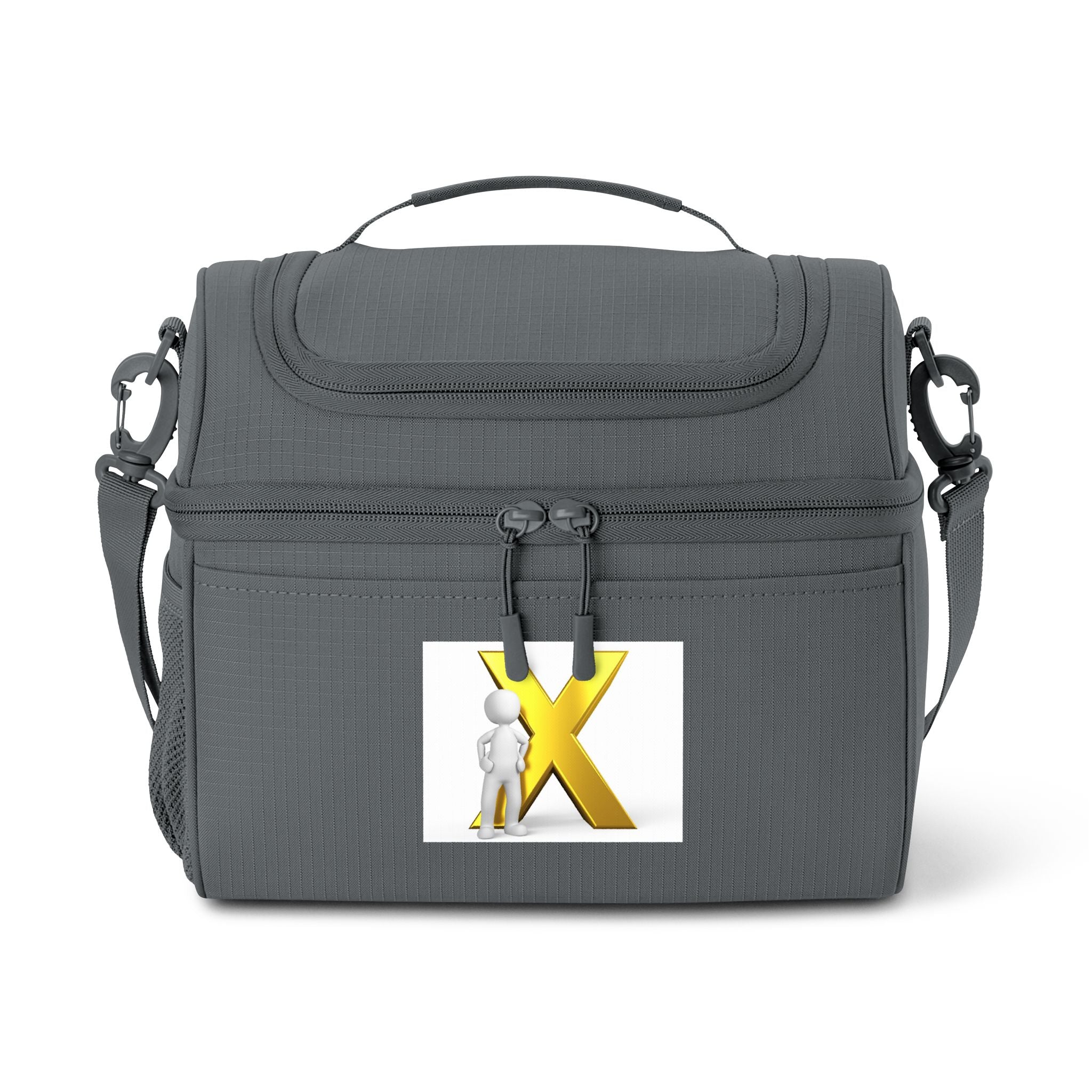 Gold X Letter Logo Cooler Bag | Monogram Initial Lunch Tote