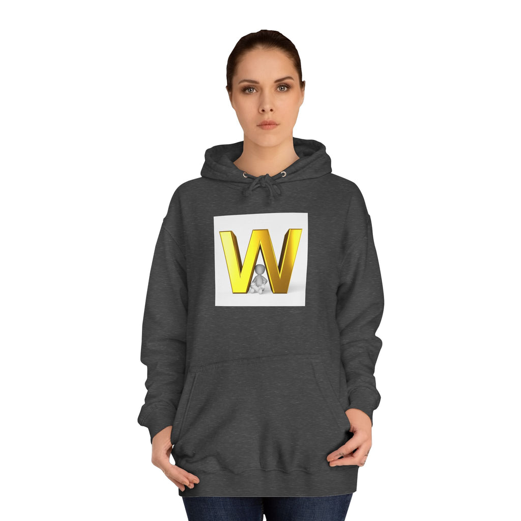 Gold 3D Letter W Hoodie | Monogram Initial Sweatshirt