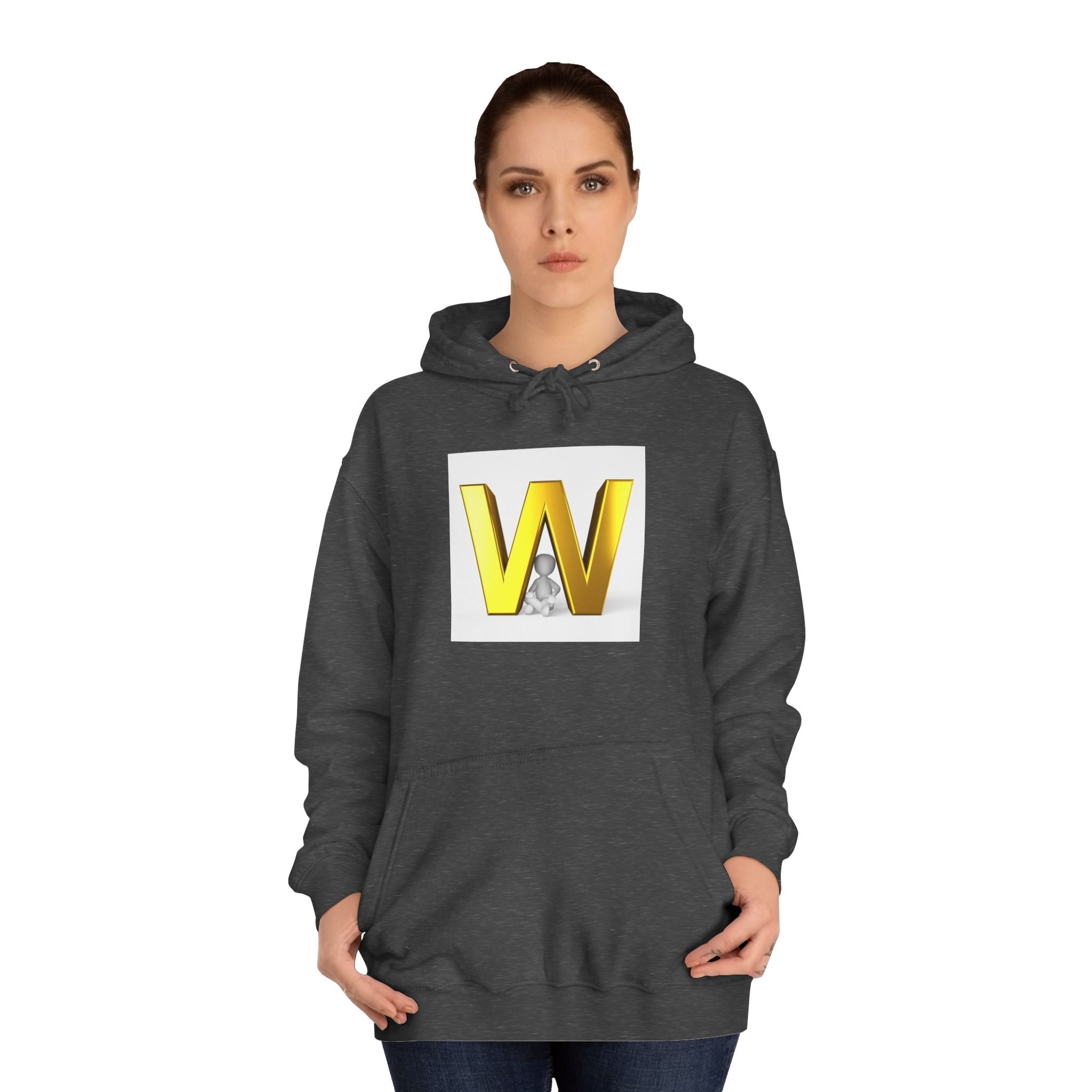 Gold 3D Letter W Hoodie | Monogram Initial Sweatshirt