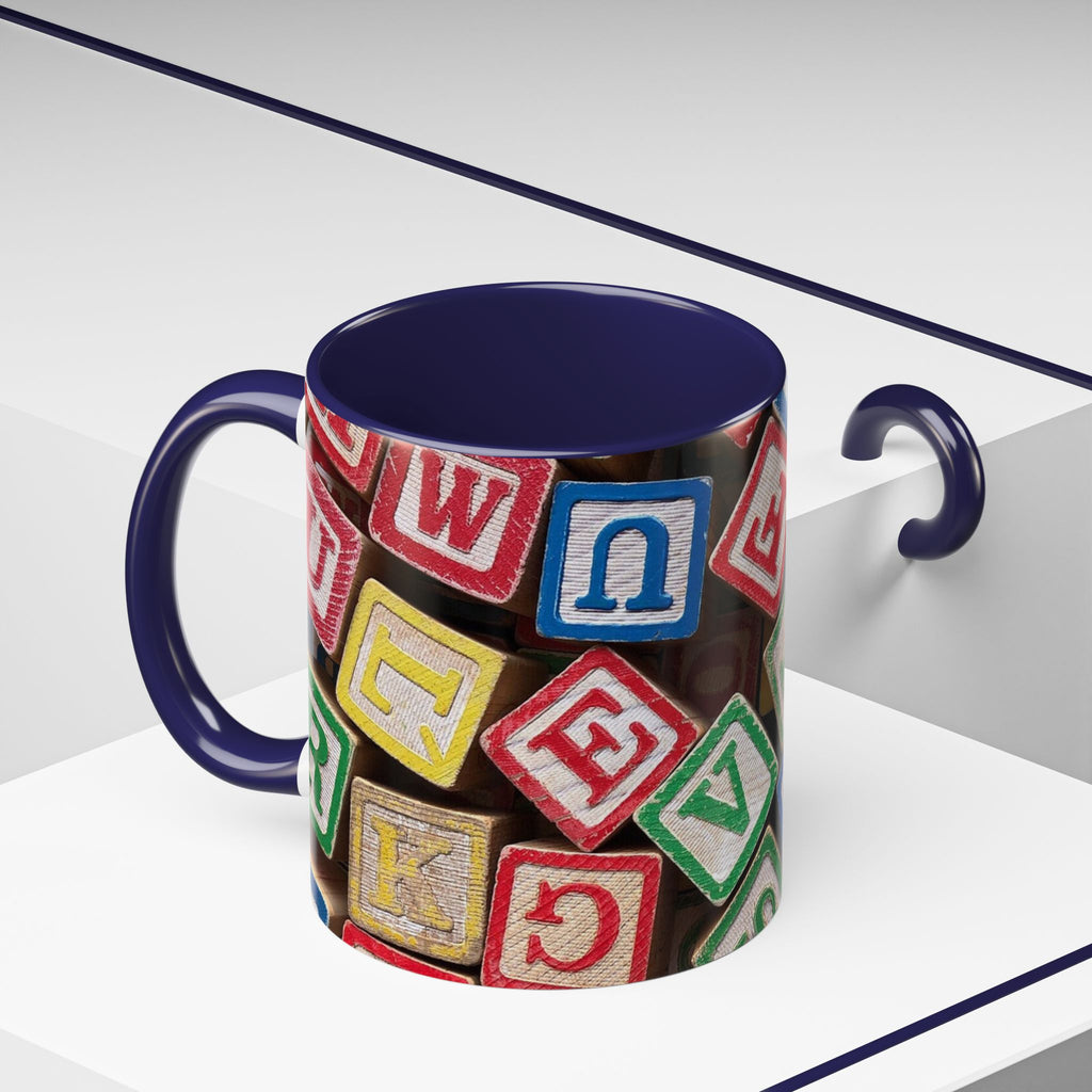 Alphabet Blocks Accent Coffee Mug | Kids Toy Letter Pattern