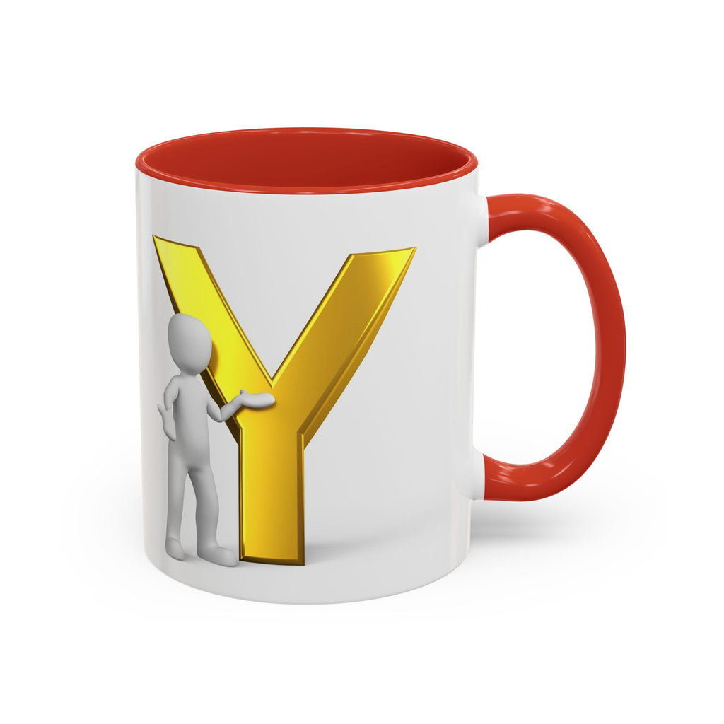 Goldbuchstabe Y mit Motiv Kaffeetasse | Akzentgriff und Innenseite