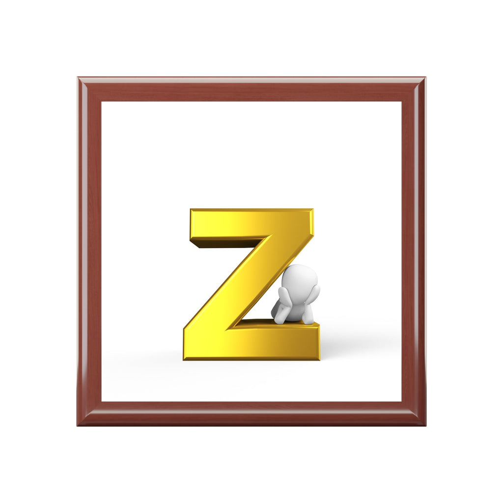 Gold Letter Z Initial Jewelry Box | Monogram Keepsake Box